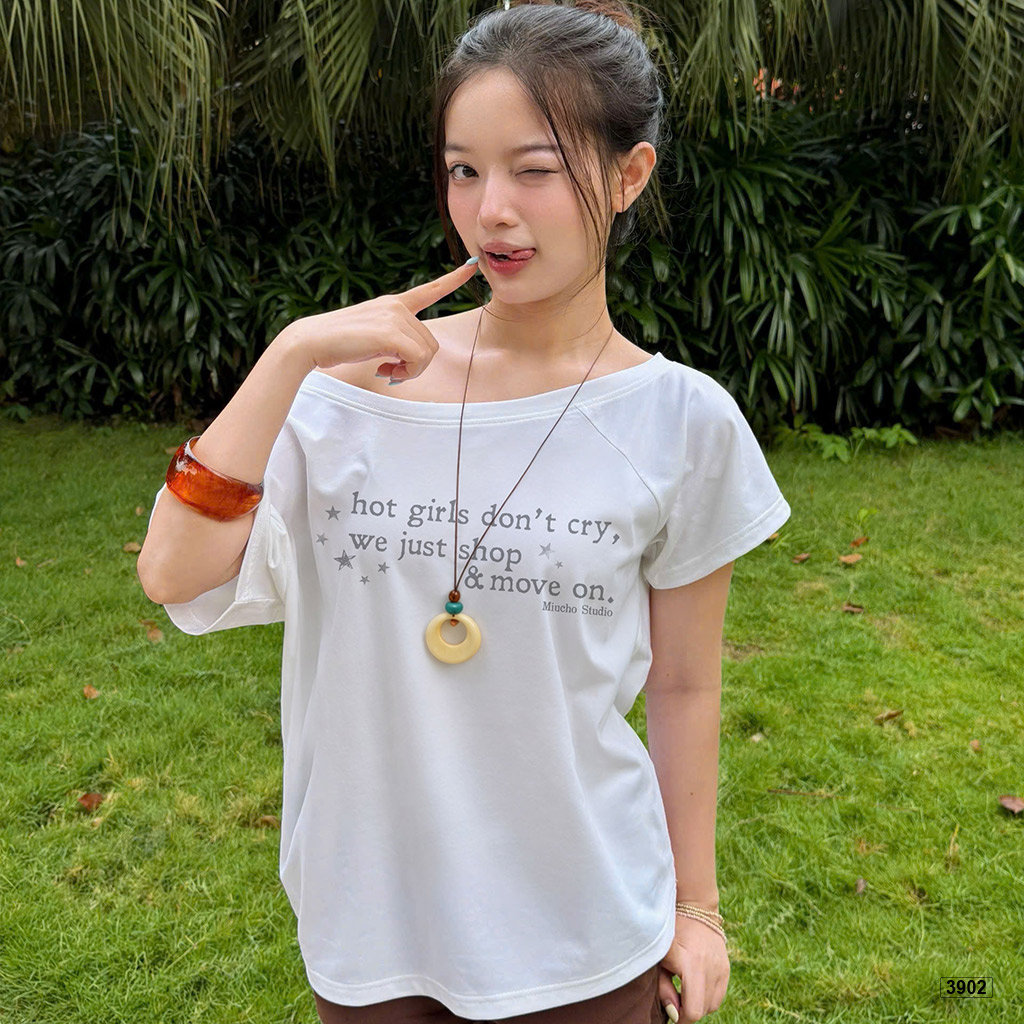 Áo thun form rộng lệch vai thiết kế basic Miucho 3902_thumbnail_5