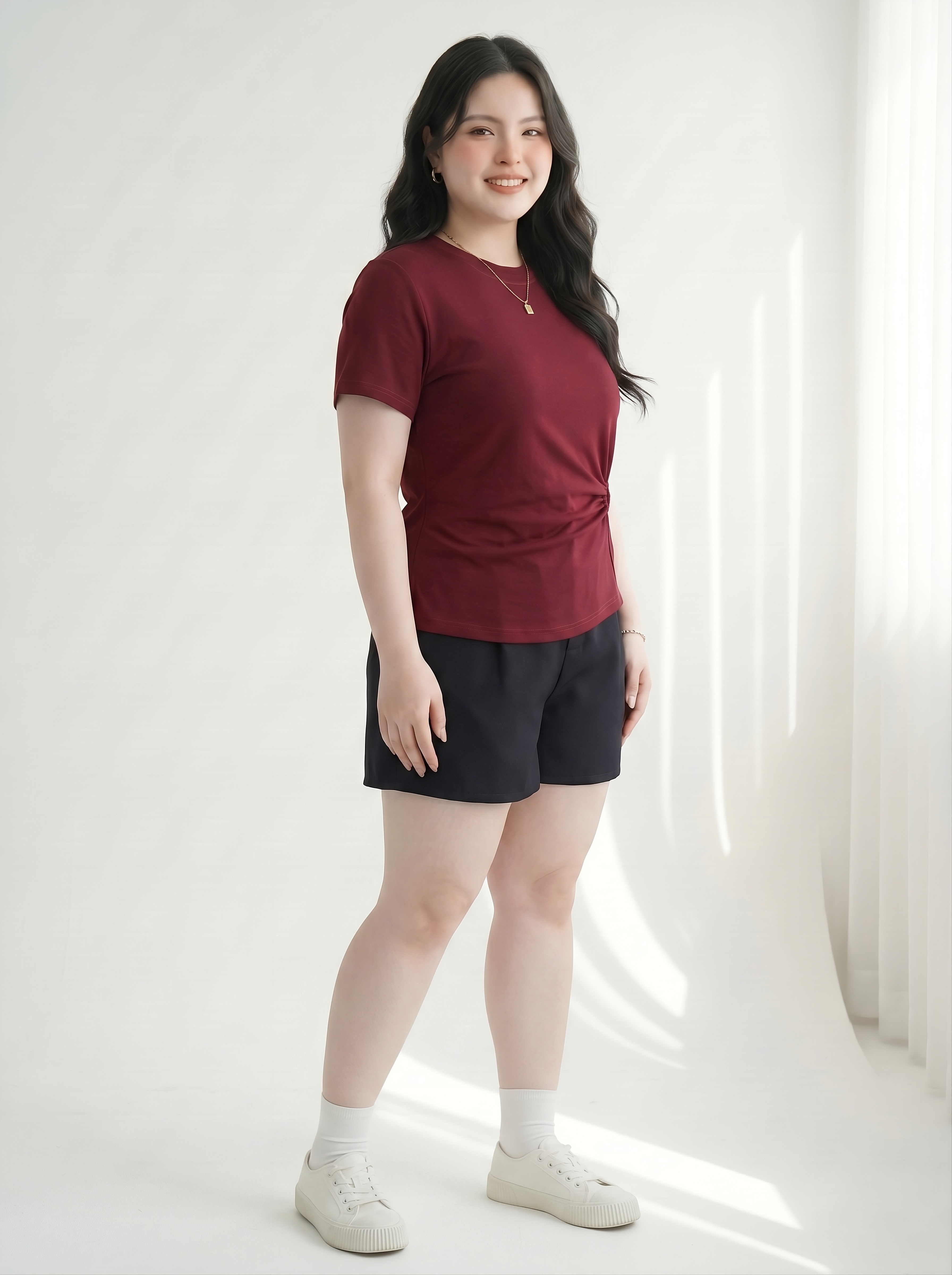Bigsize Round Neck Short Sleeve T-Shirt, Slim Fit, Easy to Coat, Fits 55-90kg - V-AK116