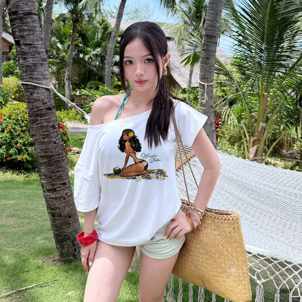 Áo thun nữ lệch vai phong cách mùa hè năng động Miucho 4090_thumbnail_4