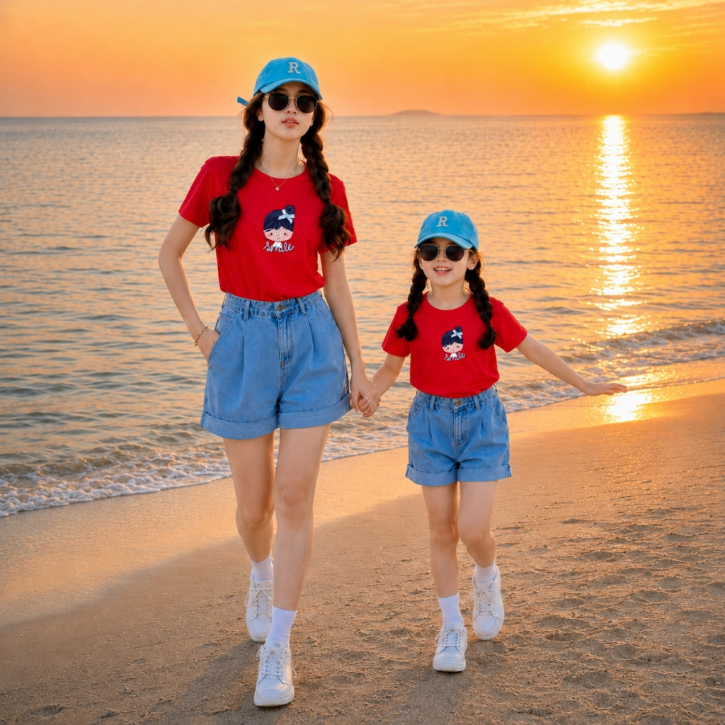 Áo đôi Mẹ&Bé Gái hình cô gái Smile - Loza G0179_thumbnail_3