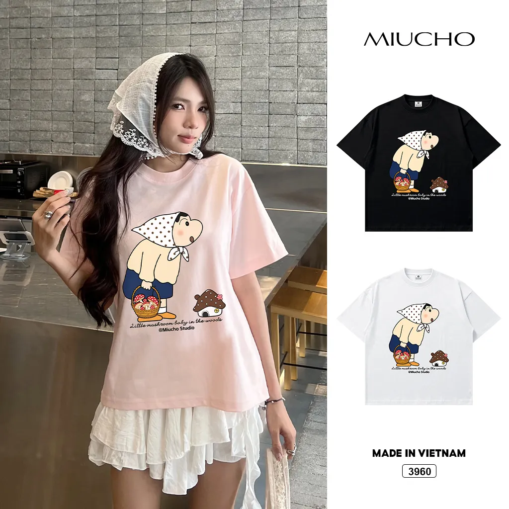 Áo thun boxy nữ phong cách đáng yêu Miucho 3960