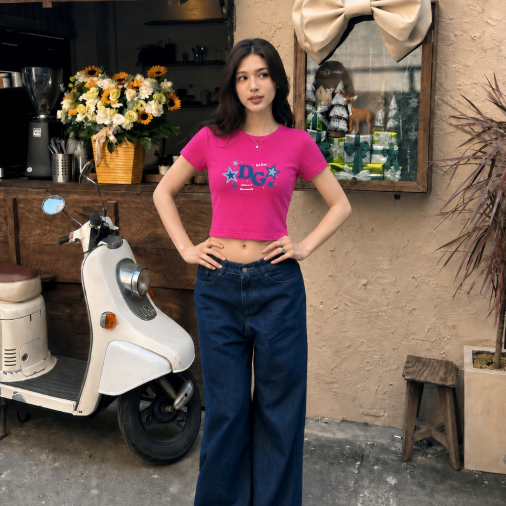 [Form ôm] Áo Croptop hình ngôi sao xanh - Loza CR8586_thumbnail_1