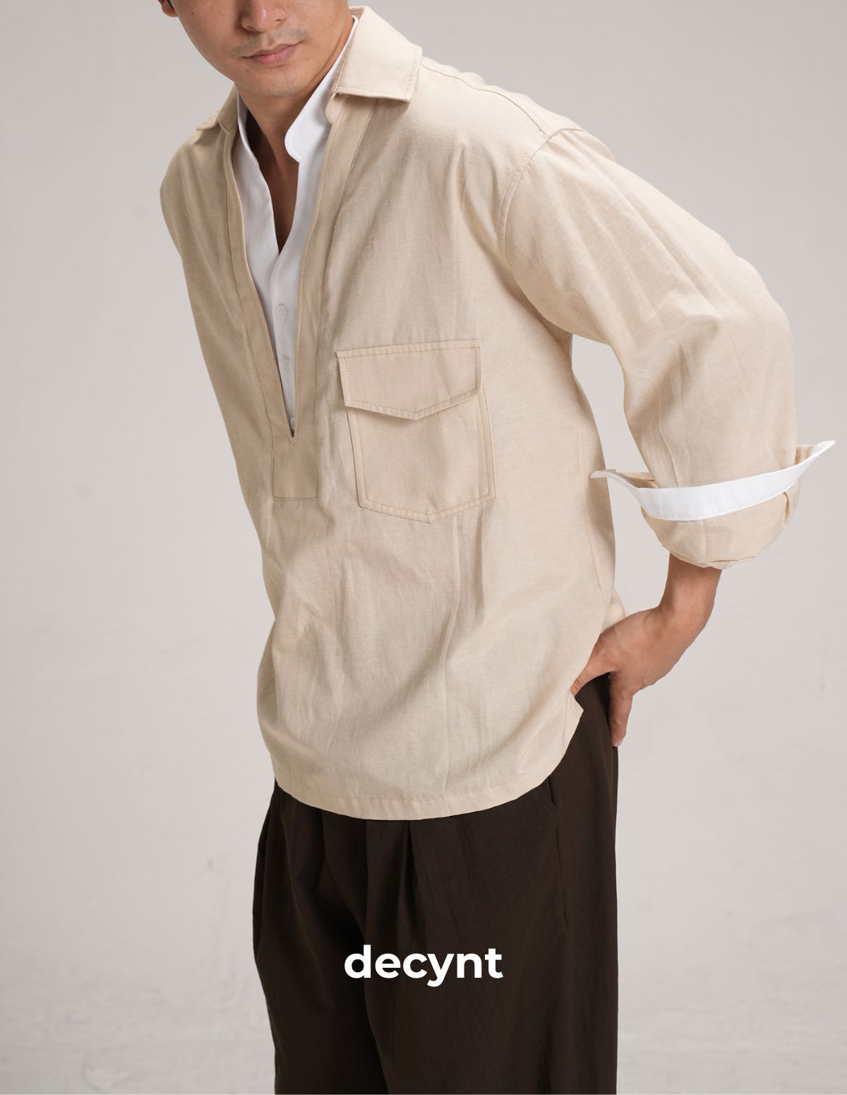 decynt Shirt 05 - Áo sơ mi phối layer chất liệu cotton pha_thumbnail_3