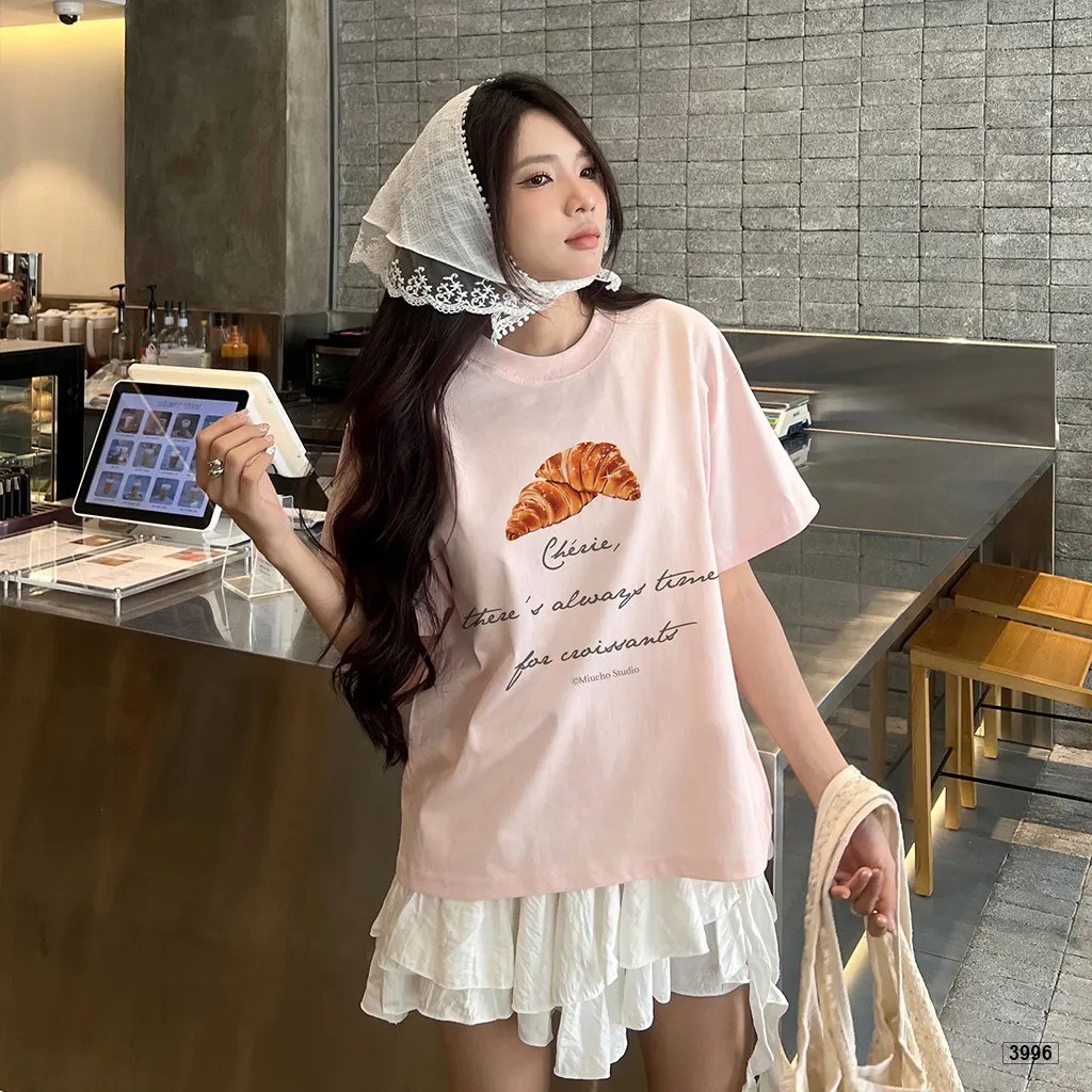 Áo thun boxy nữ in graphic Croissant đáng yêu Miucho 3996_thumbnail_4