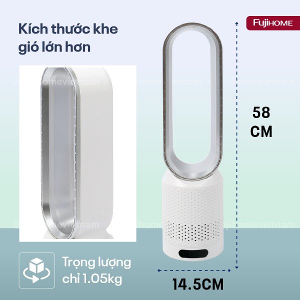 Quạt không cánh mini lọc không khí khử khuẩn Anion + UV Fujihome BF16_thumbnail_6