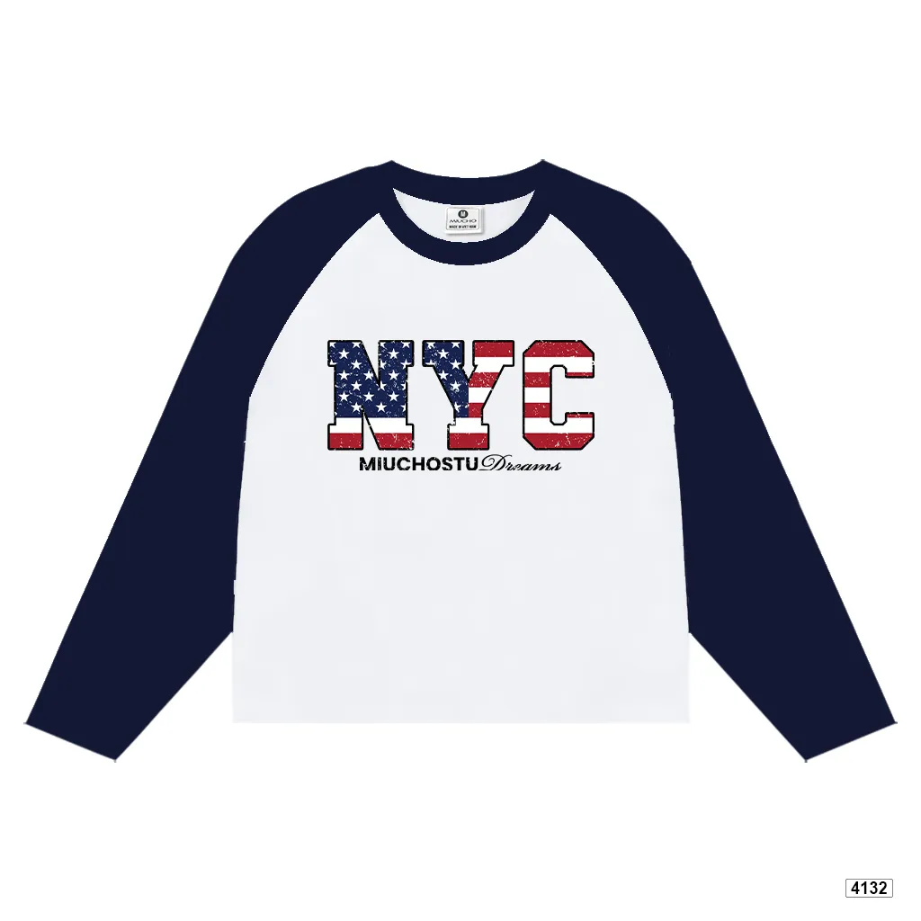 Áo thun boxy tay dài phối raglan street style Miucho 4132_thumbnail_7