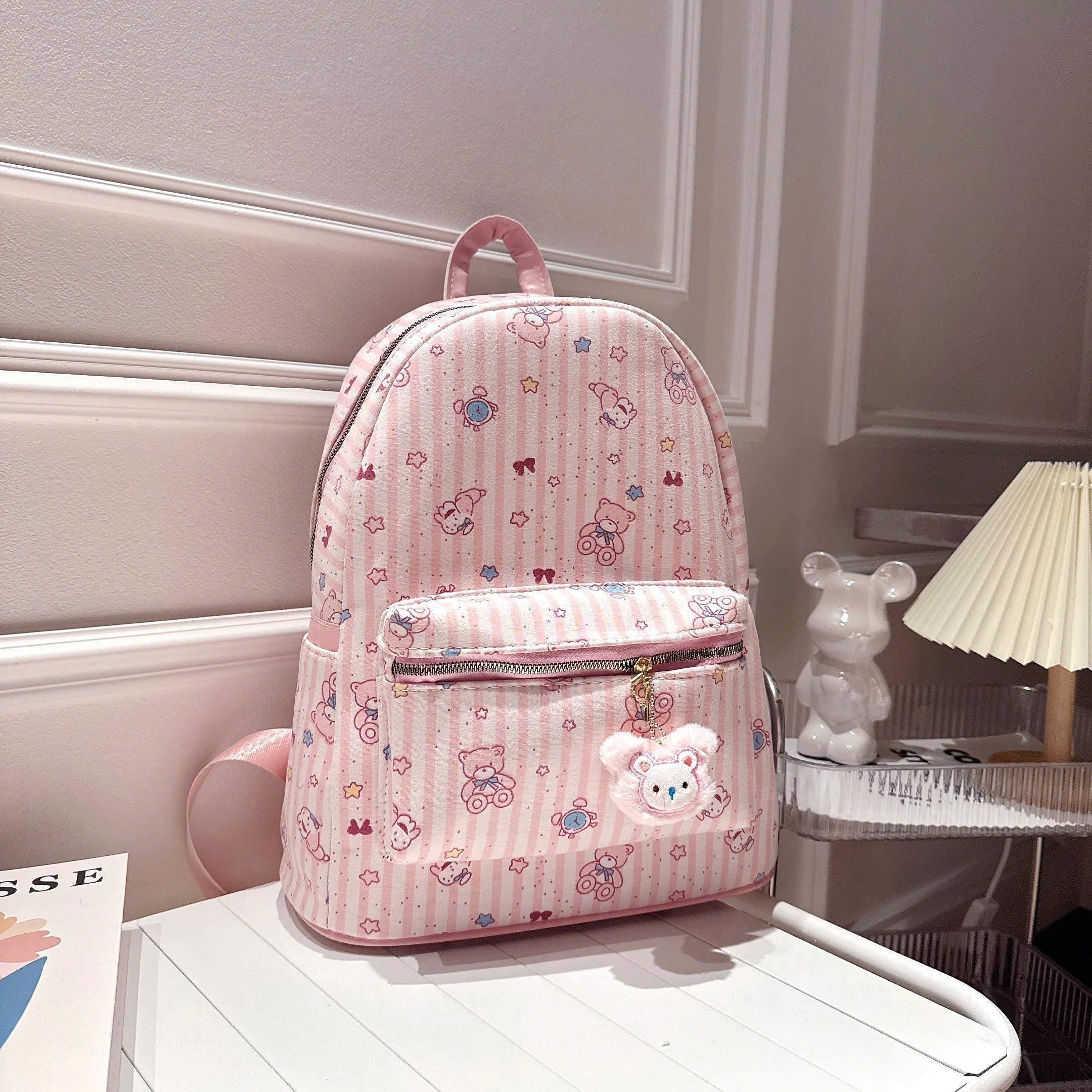 ( Tặng Kèm Treo ) Balo To, Balo Đi Học Đi Làm Hoạ Tiết Kitty Gấu Size 40 Vừa A4 Kiểu Dáng Thời Trang Cute BL035