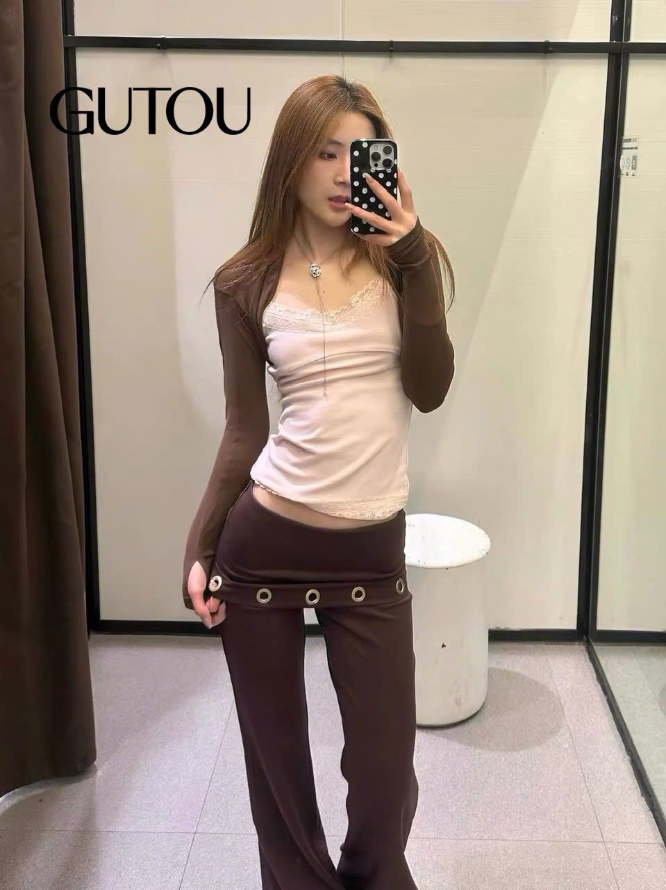 [ GUTOU ] Áo Hai Dây Viền Ren Phối Khoác_thumbnail_5