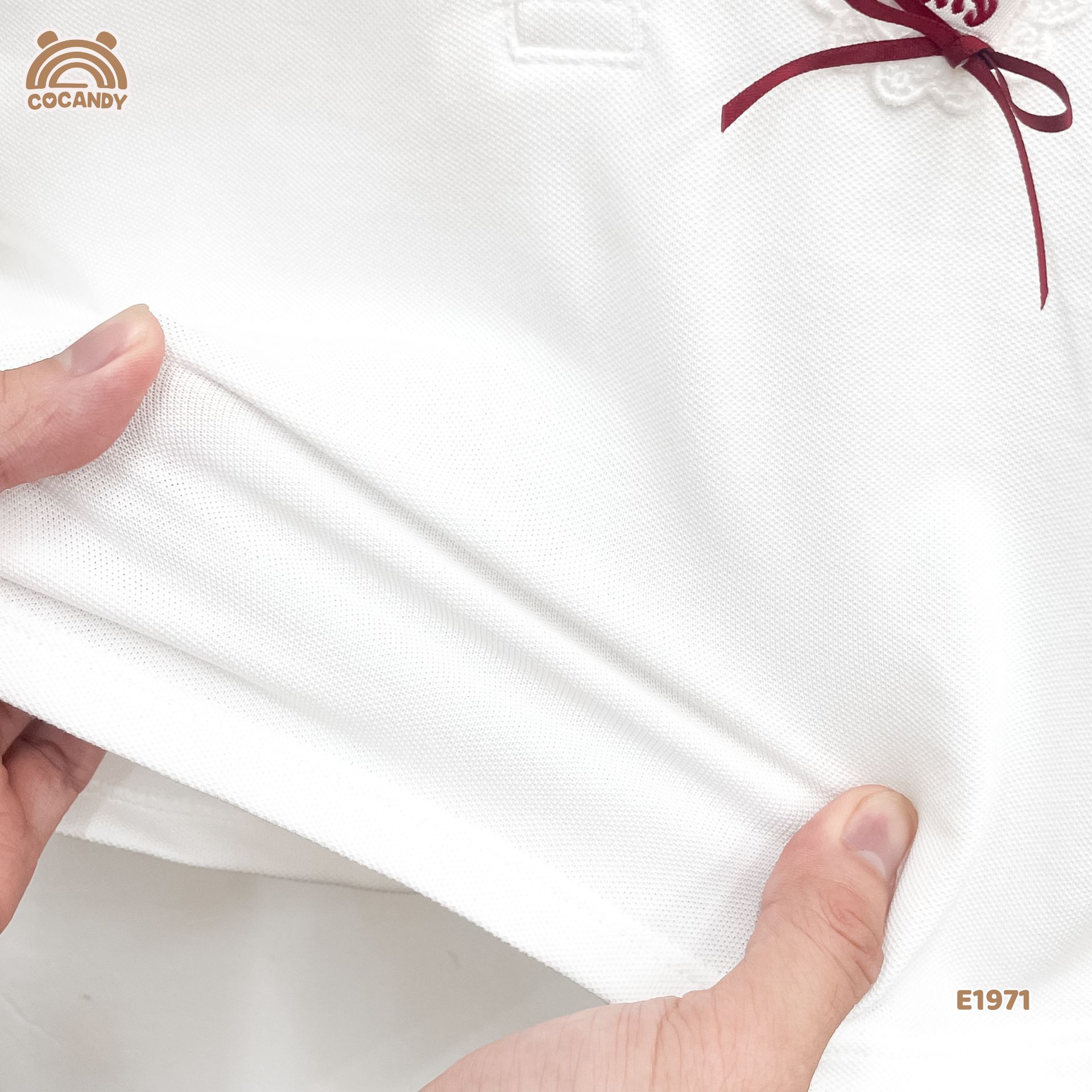Áo cộc polo TRẮNG cổ sen kép phối nơ_thumbnail_4