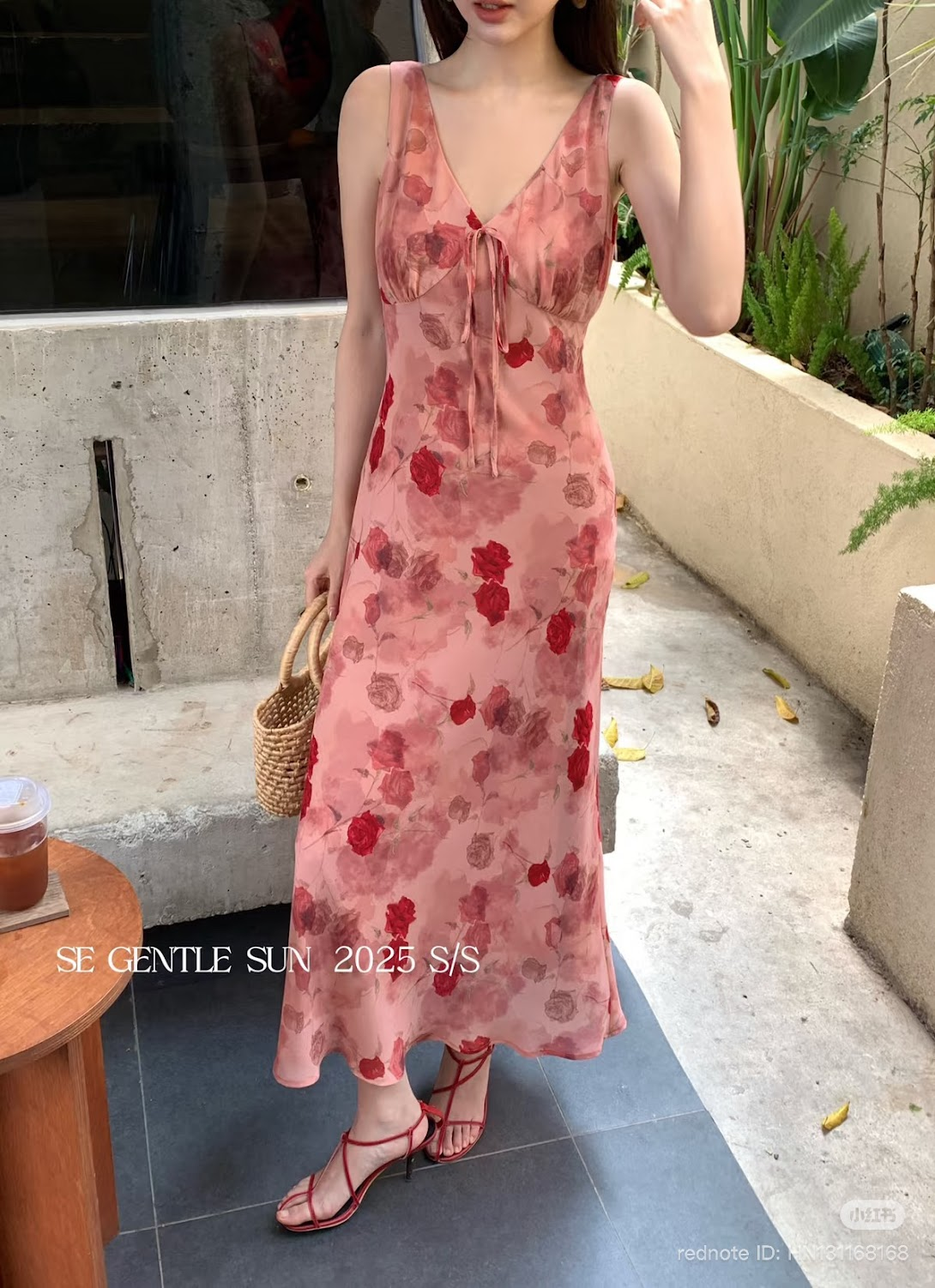 Lucas - Váy zile hoa rúm ngực buộc nơ dáng dài XY_thumbnail_2