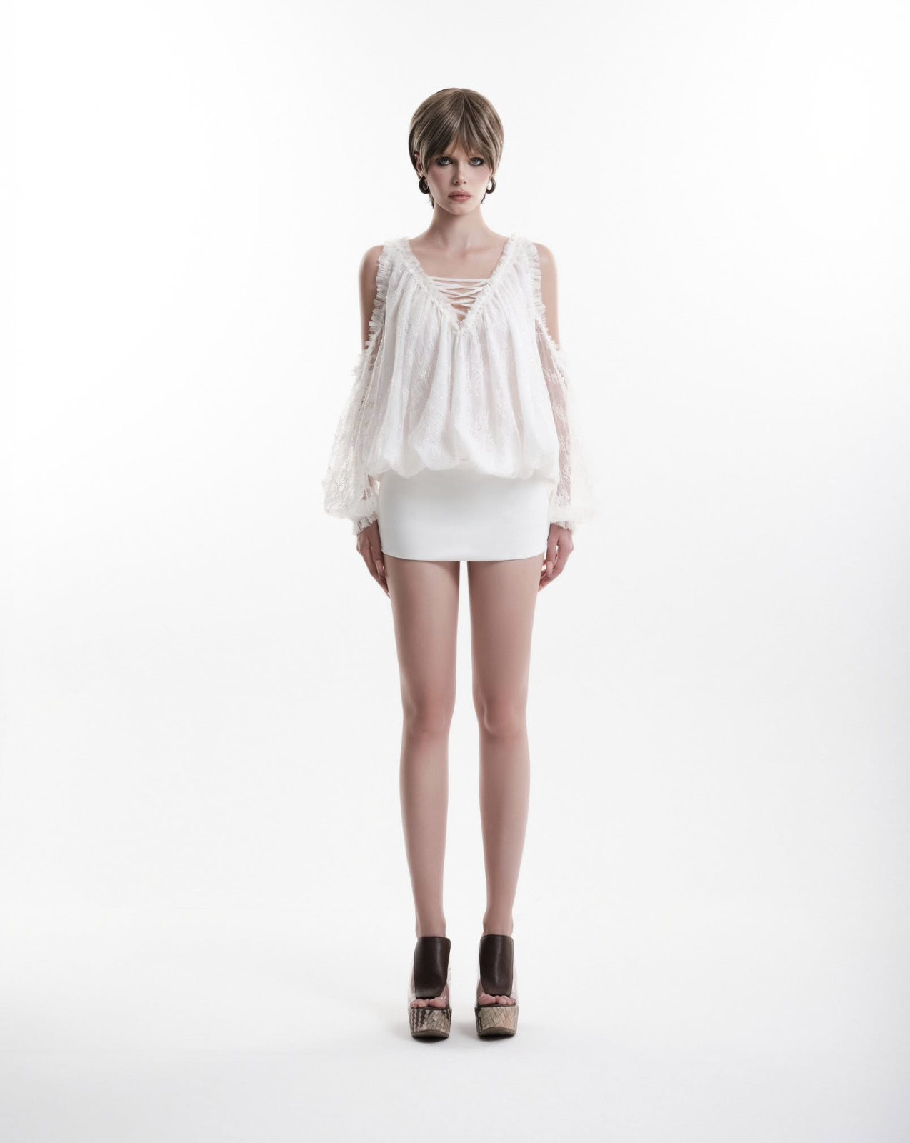 BUBBLE - SELENE LACE WHITE/BLACK DRESS_thumbnail_6