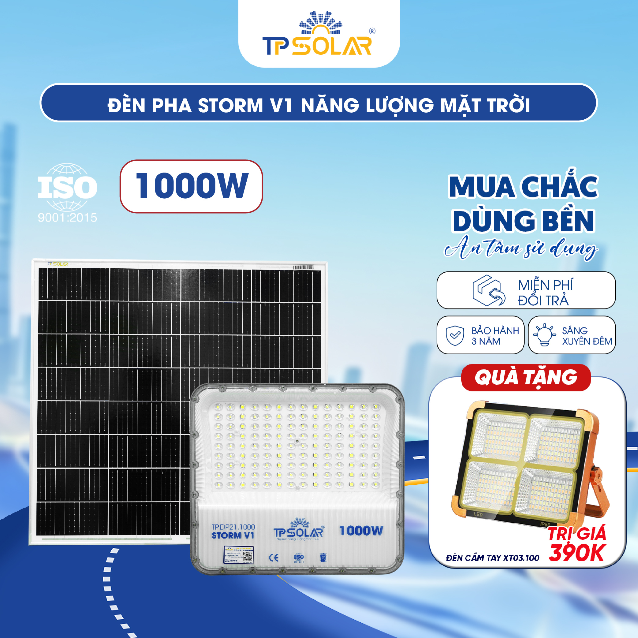 Đèn pha STORM V1 năng lượng mặt trời TP SOLAR PRO DP21