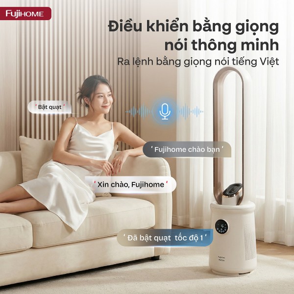 Quạt không cánh thông minh, ra lệnh giọng nói, tích hợp lọc không khí cao cấp Fujihome Luxury BF15-HEPA-VOICE (Màu trắng)_thumbnail_3