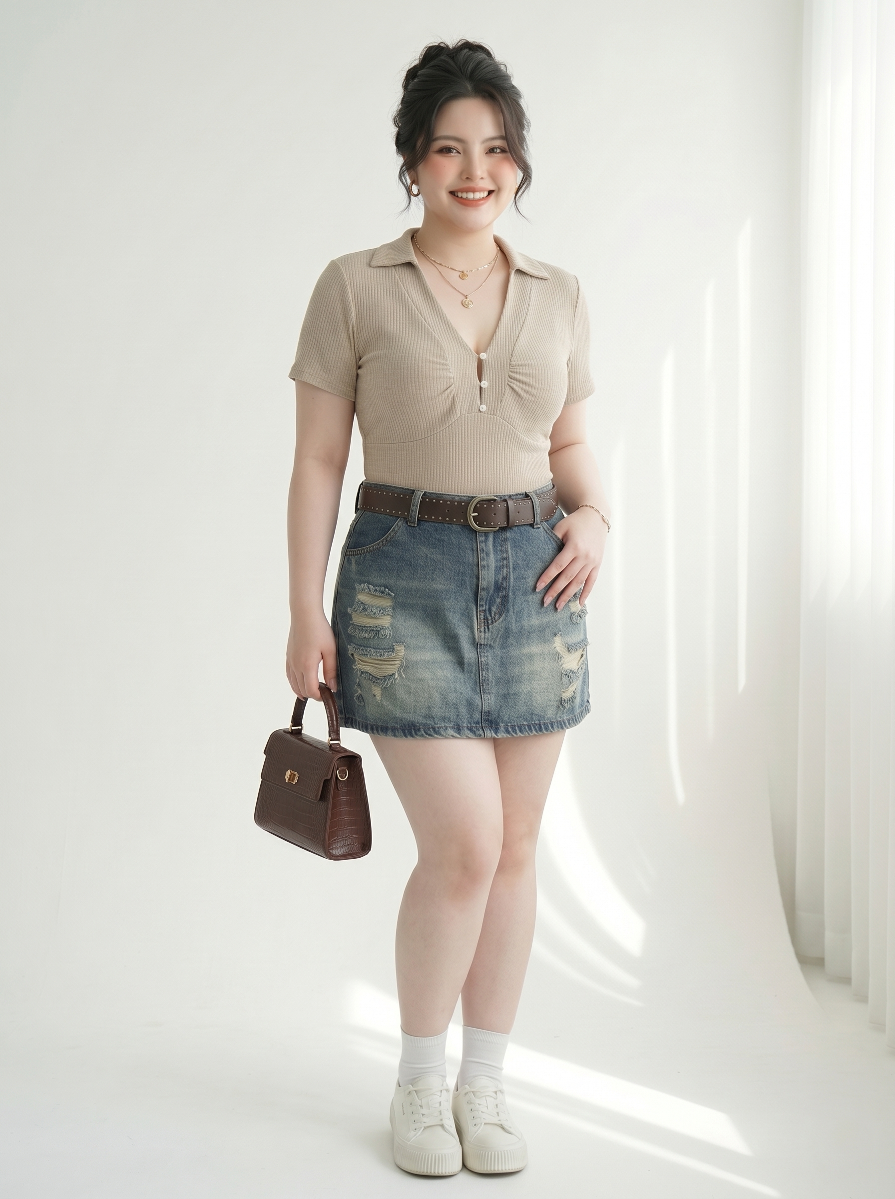 Quần Váy Jean Thêu Cún Bigsize Lưng Cao Gọn Dáng - Xanh Jean - Vừa 55-90kg - T-QVJ2121_thumbnail_3