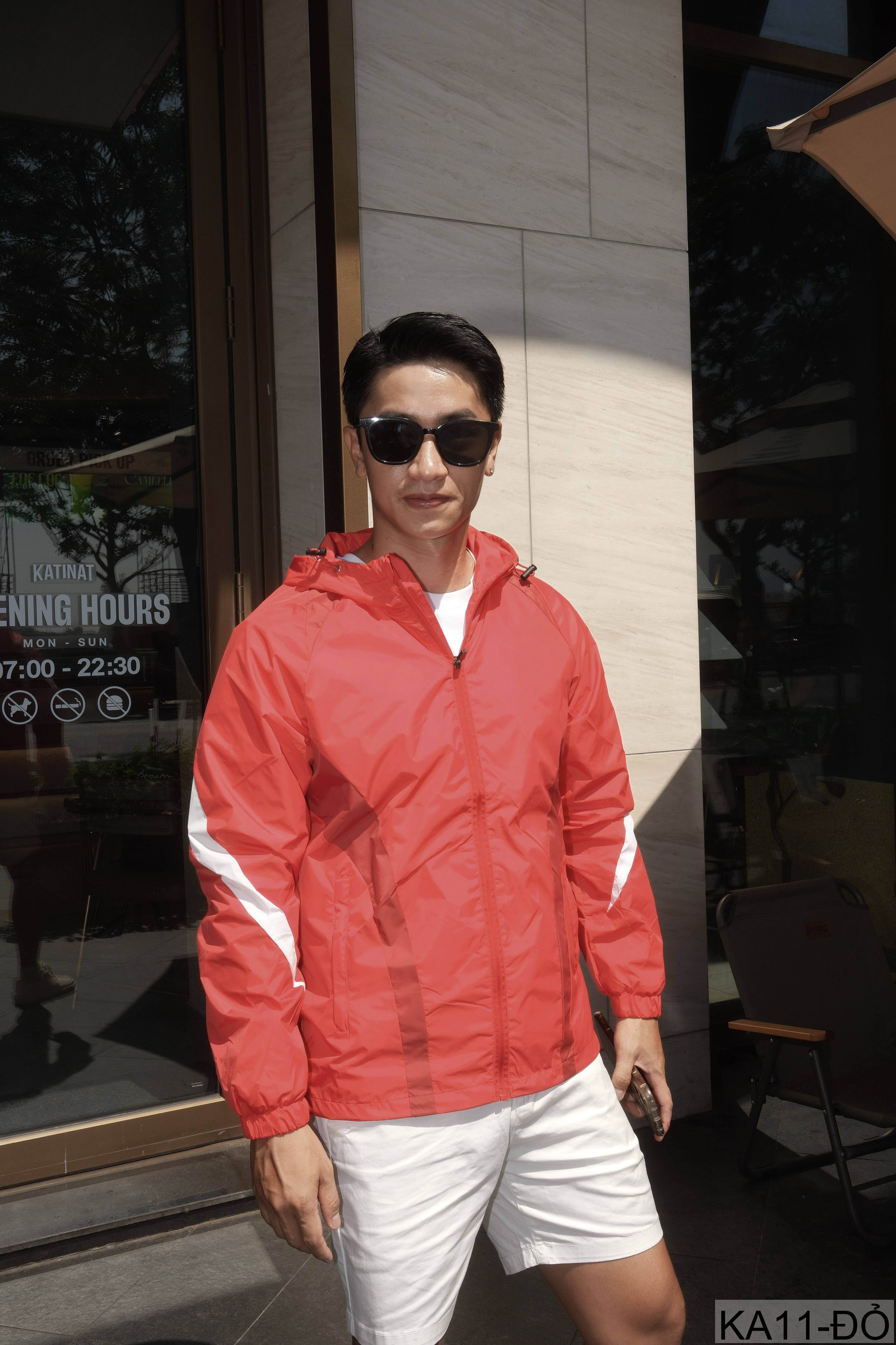 KA11 - Áo gió thể thao nam nữ chống gió chống nước có mũ trùm đầu, thiết kế màu tương phản năng động