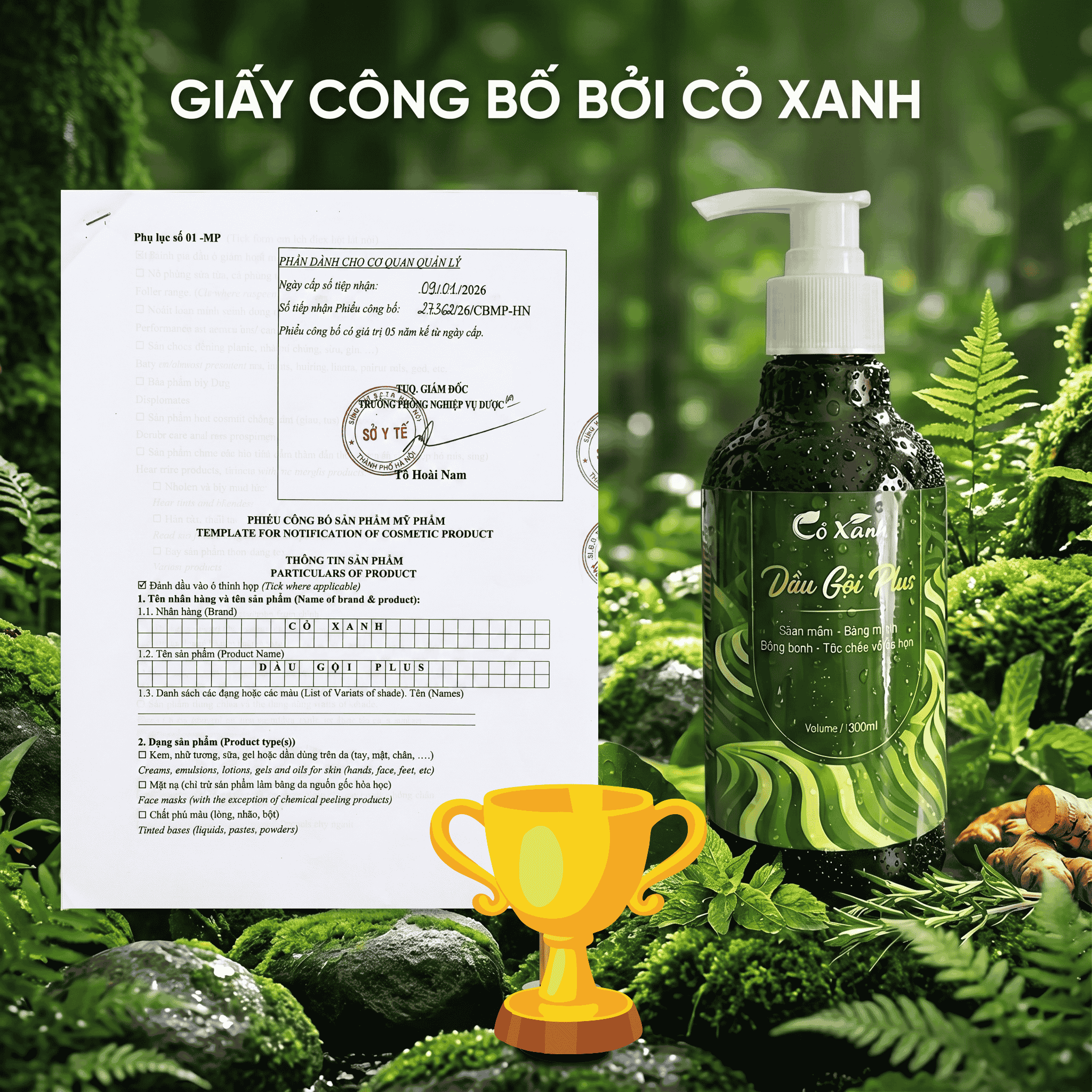 Dầu Gội Plus Cỏ Xanh - Tinh chất đu đủ làm sạch Gàu Nấm_thumbnail_4