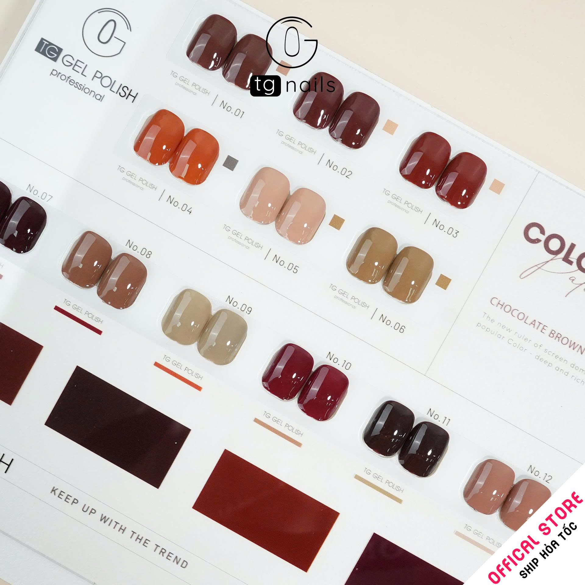Sơn móng TG Nails gel. Khối lượng tịnh: 10g/ lọ. Nhãn hàng TG nail gel - Combo 12 màu Nâu Cam Cháy_thumbnail_1