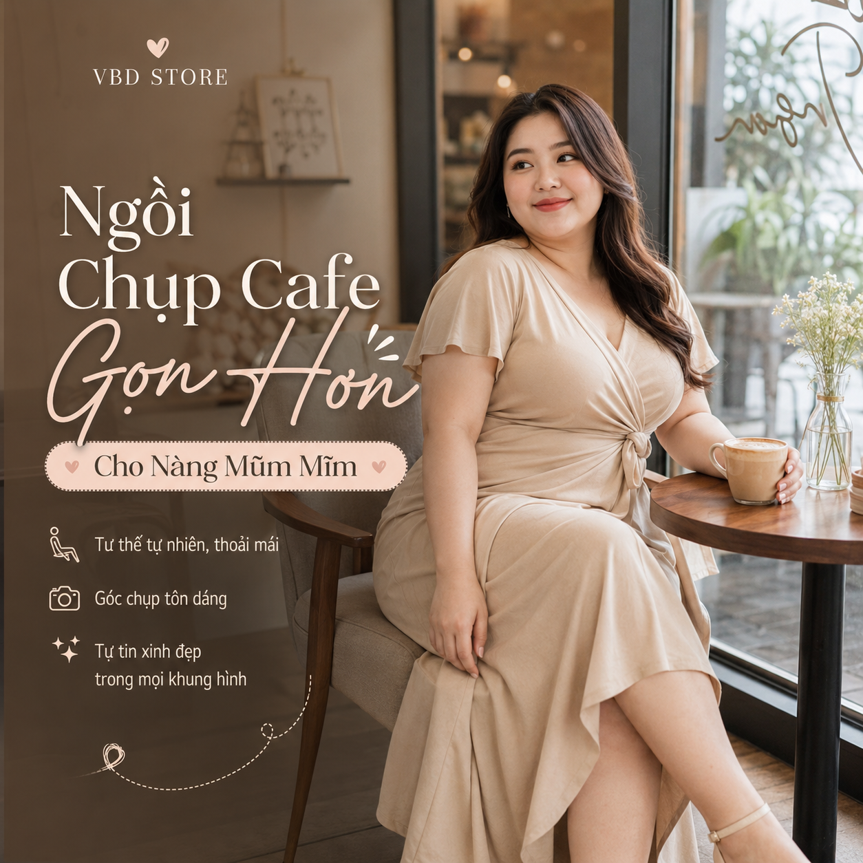 Người Mũm Mĩm Chụp Ảnh Cafe: Cách Ngồi Gọn