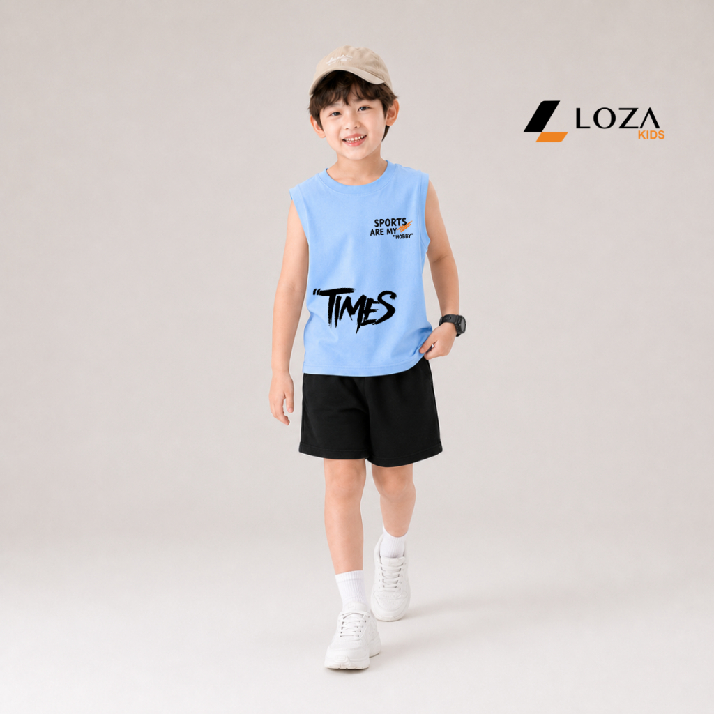 Set bộ ba lỗ cho bé trai chữ 