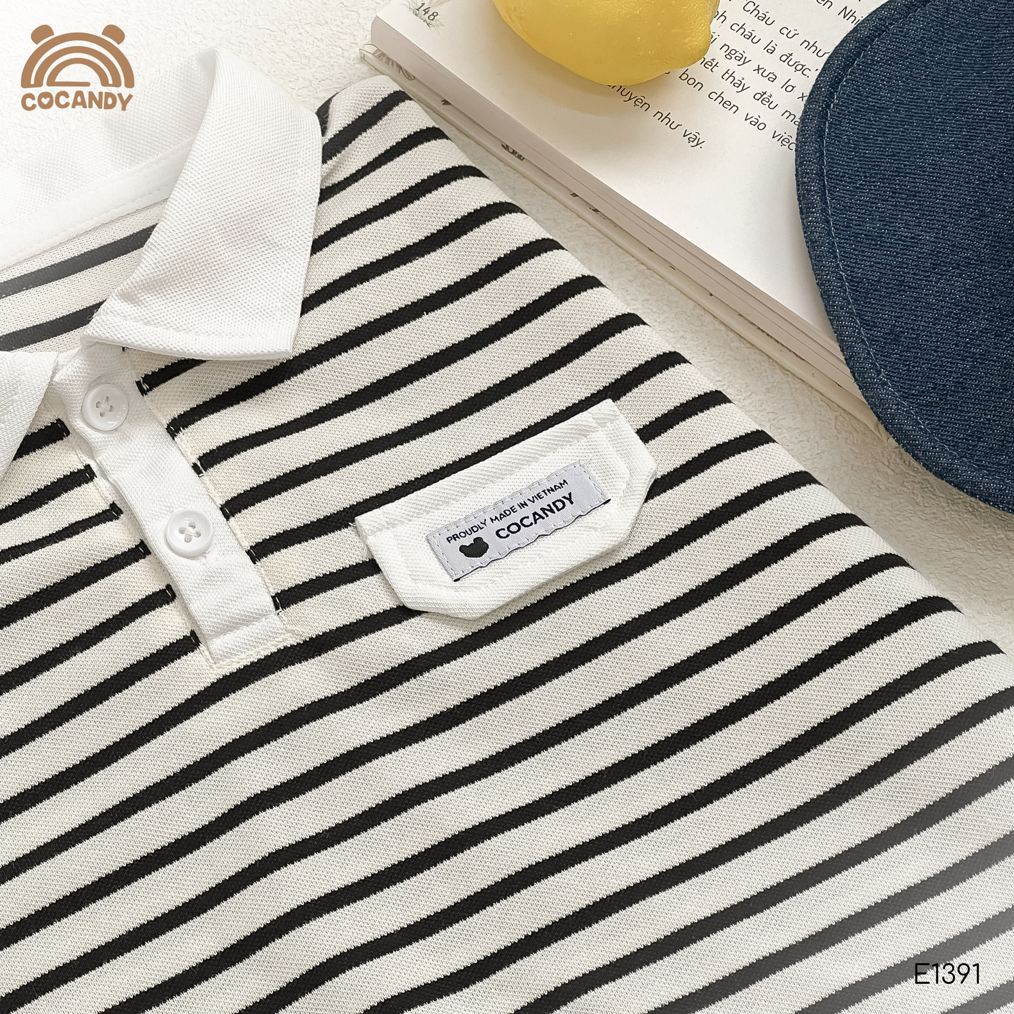 Áo cộc polo kẻ ĐEN tag ngực CCD_thumbnail_1