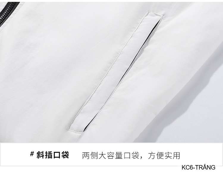 KC6 - Áo khoác nam thể thao cổ đứng tay dài chống mài mòn, thoáng khí, 3 màu trắng xanh lá đen_thumbnail_16