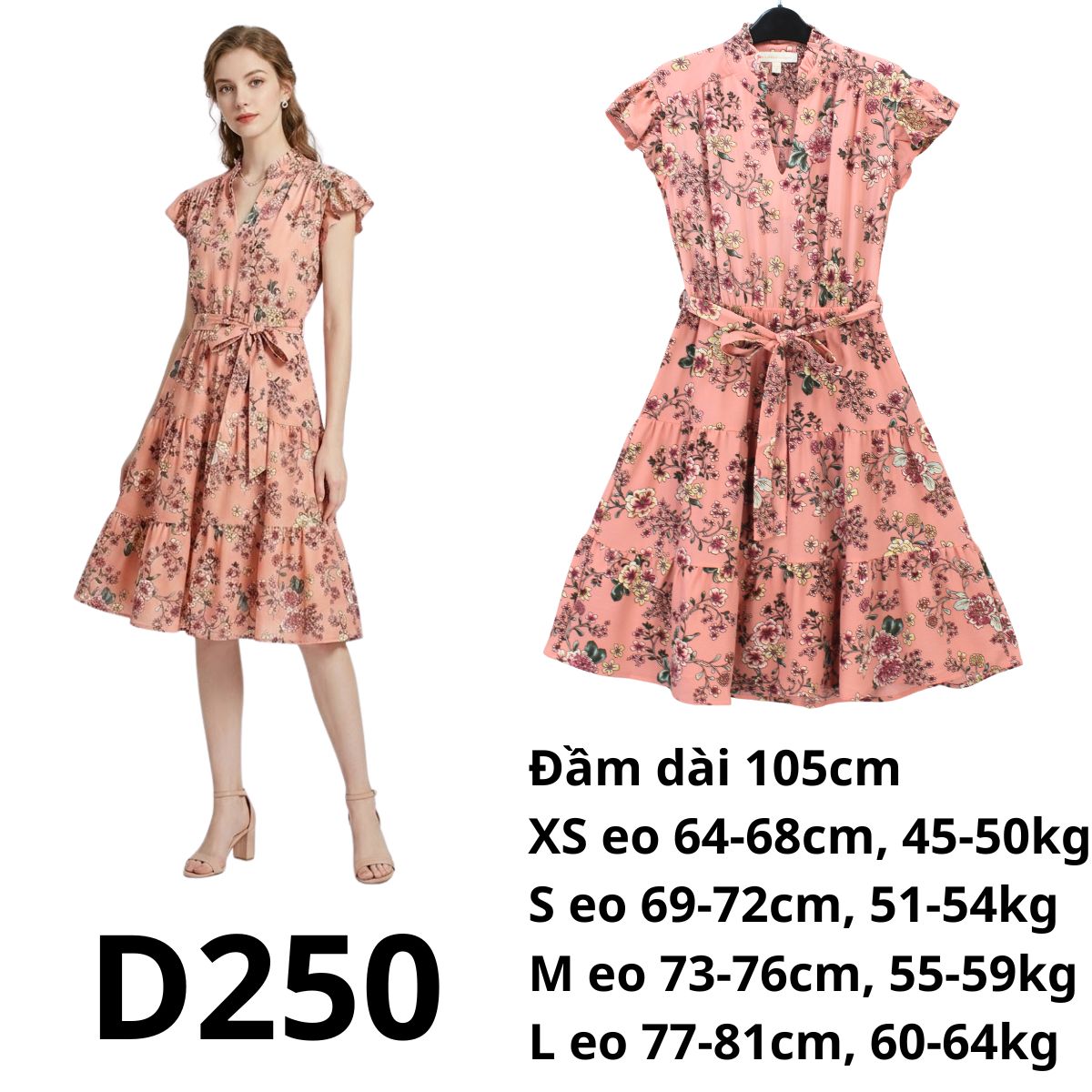 D250 - Đầm bông cam