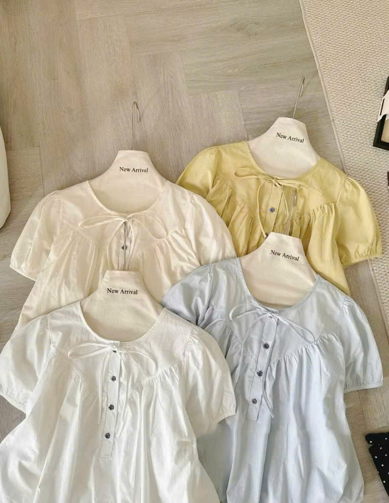 Áo Kiểu Nữ Tay Ngắn bồng lai bí khuy nút thắt nơ LUH.9027 (C) (0687)_thumbnail_3
