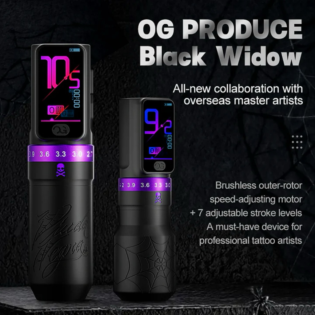Black Widow Adjustable Stroke Wireless Tattoo Pen - Đập Hộp 🗃️ - Bảo hành 12 tháng_thumbnail_4