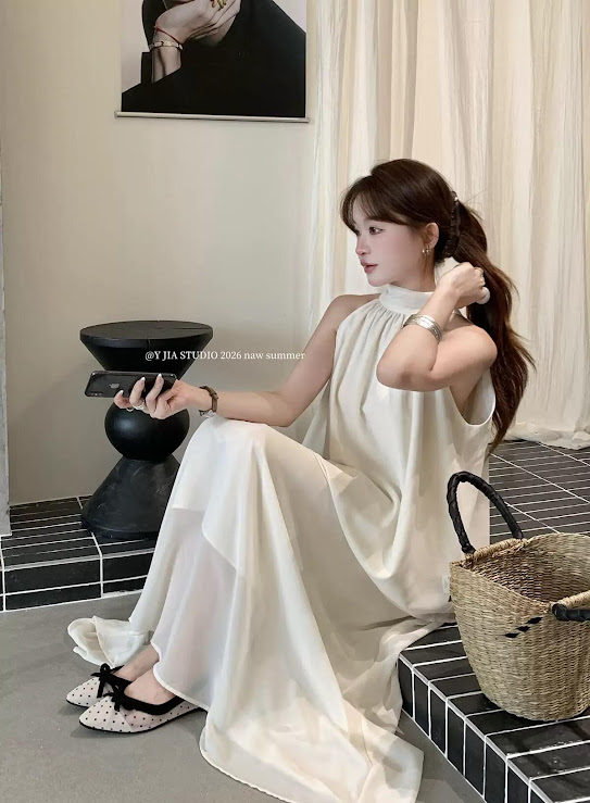 Lucas - Set áo yếm cổ cao + chân váy voan 2 lớp dáng xòe dài YJIA_thumbnail_4