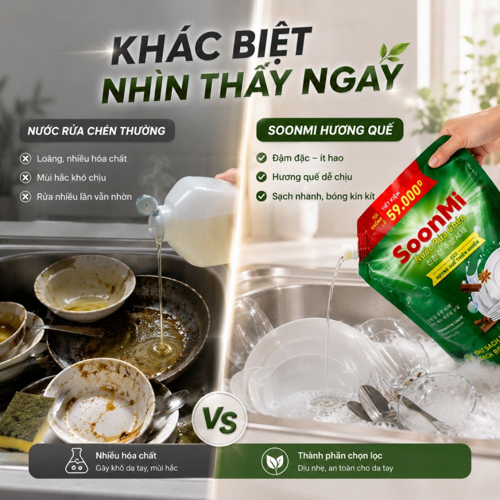 1 Thùng 3 túi nước rửa chén hương quế Soonmi 3.8L_thumbnail_8