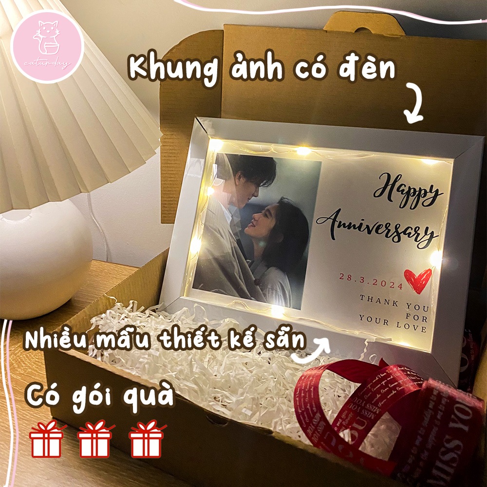 Khung ảnh thiết kế CÓ ĐÈN, quà tặng cho người yêu, bạn thân, người thân,... các dịp đặc biệt - Caturday