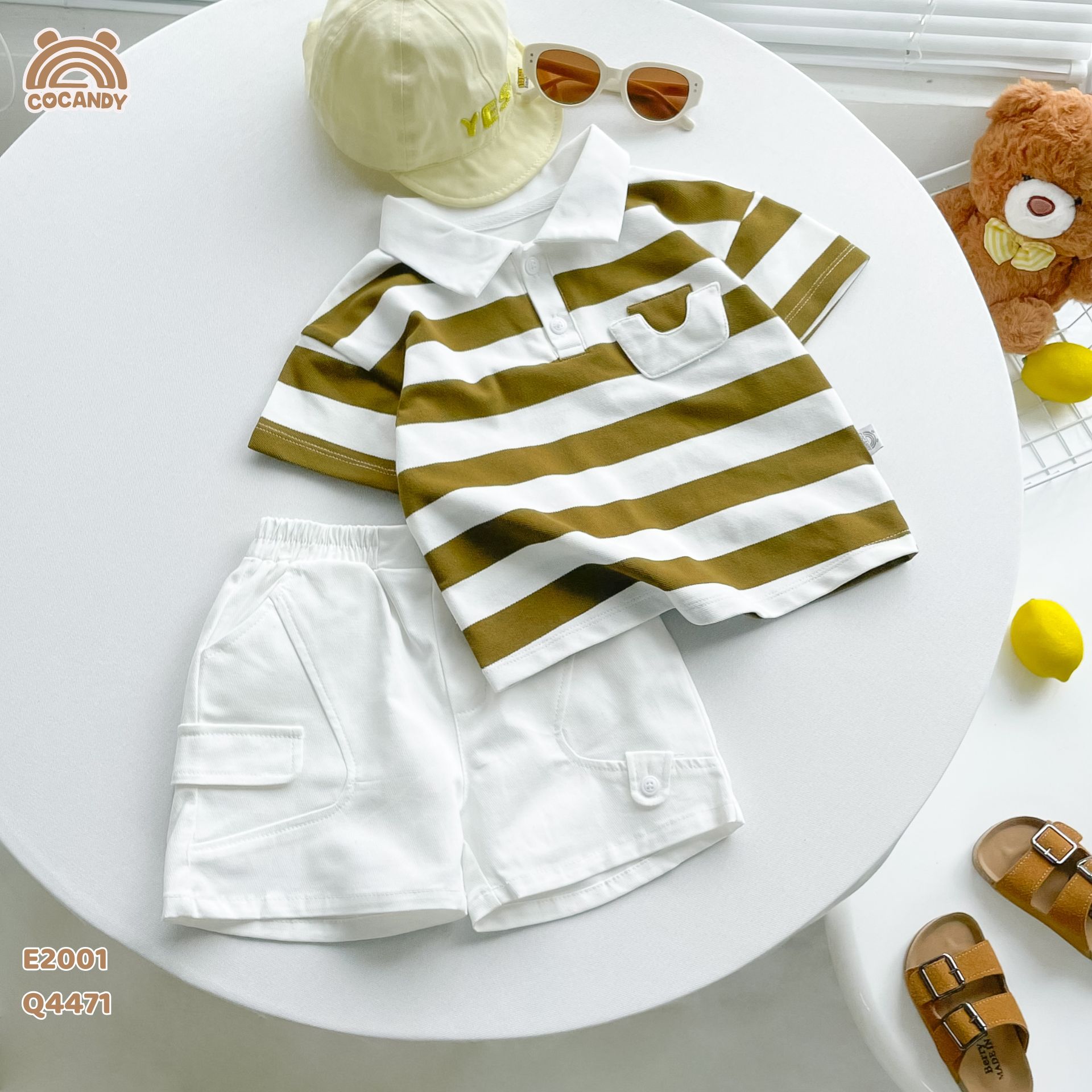 Áo cộc polo kẻ XANH RÊU phối trắng phối ngực_thumbnail_5