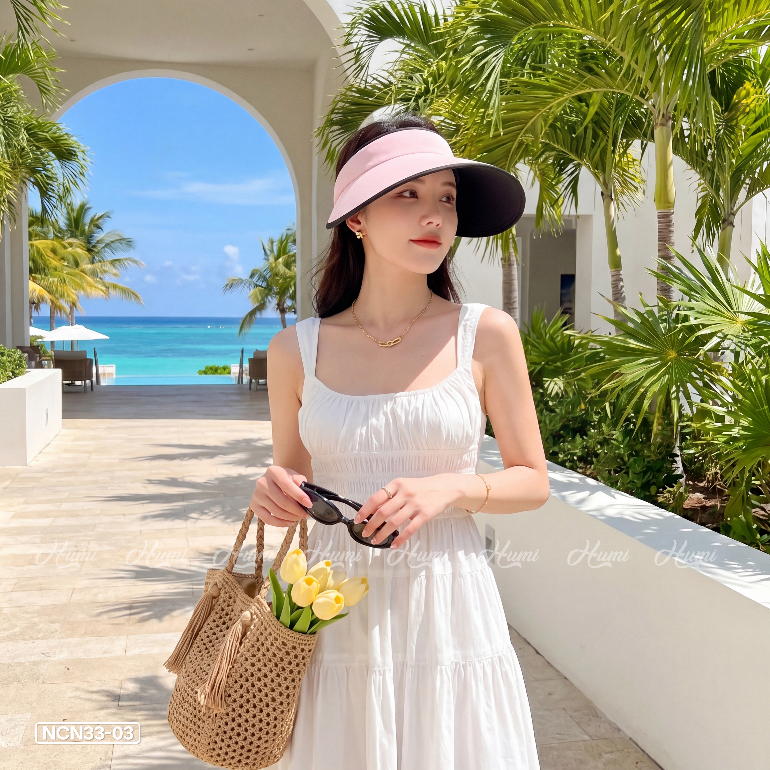 MŨ CHỐNG NẮNG MÙA HÈ HỞ CHÓP (NCN33-03 HỒNG)