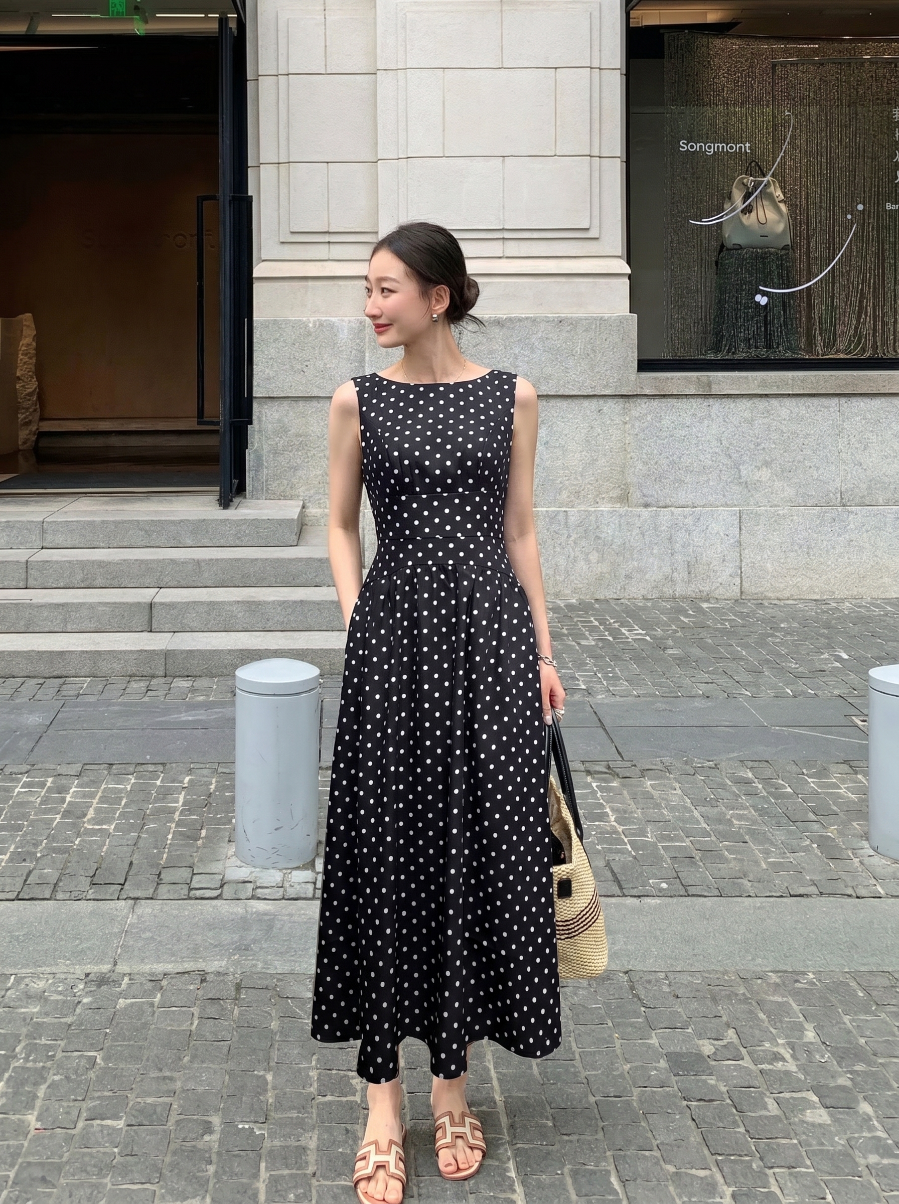 Đầm maxi chấm bi 26202 đen