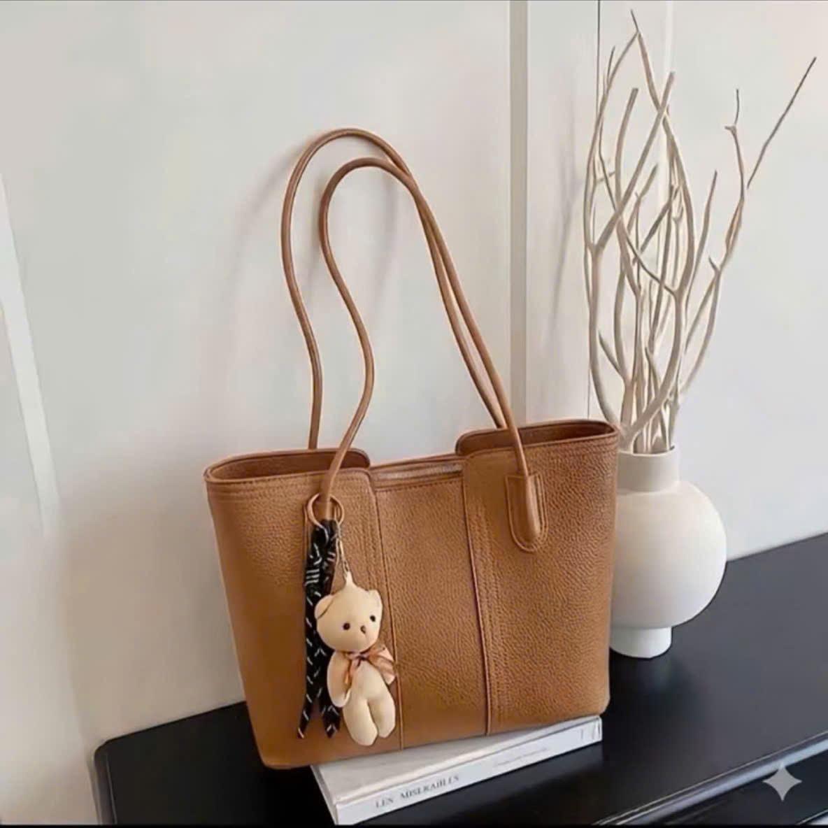 Túi Xách Nữ Cunbag Túi Tote Da Nữ Công Sở Đi Học Đựng Vừa A4 Cao Cấp Tặng Kèm Charm Gấu Teddy Dễ Thương CUN Style Hàn Quốc CUN810_thumbnail_1