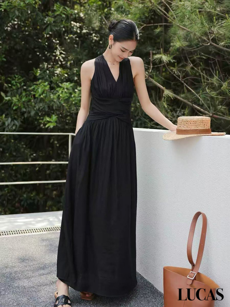 Váy yếm maxi zile eo đan chân xòe cổ tim WGWE_thumbnail_5