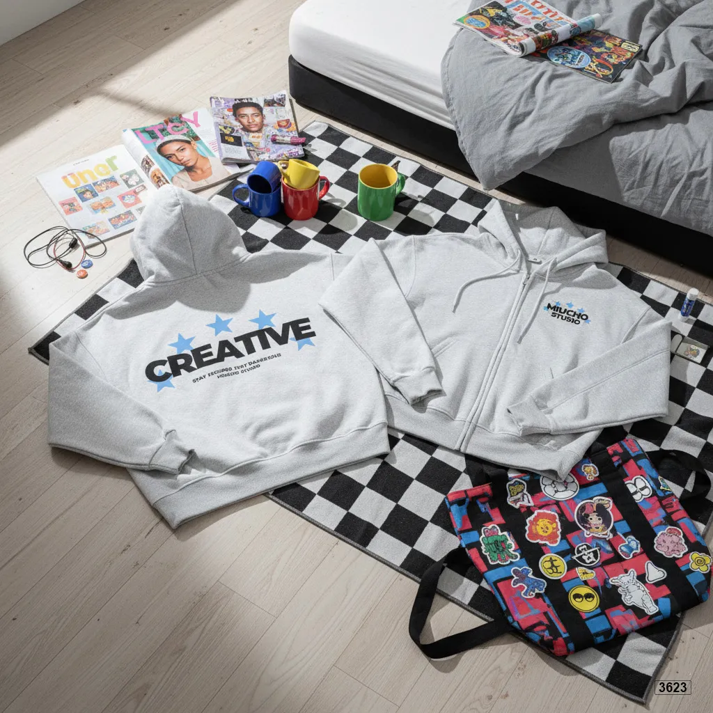 Áo hoodie form boxy dáng ngắn in chữ basic Miucho chất nỉ 2 da thoáng mát_thumbnail_6