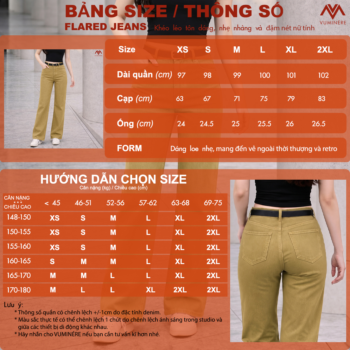 Quần Jeans nữ VUMINÉRE - Flared Jeans dáng loe nhẹ, mang đến vẻ ngoài thời thượng và Retro_thumbnail_2