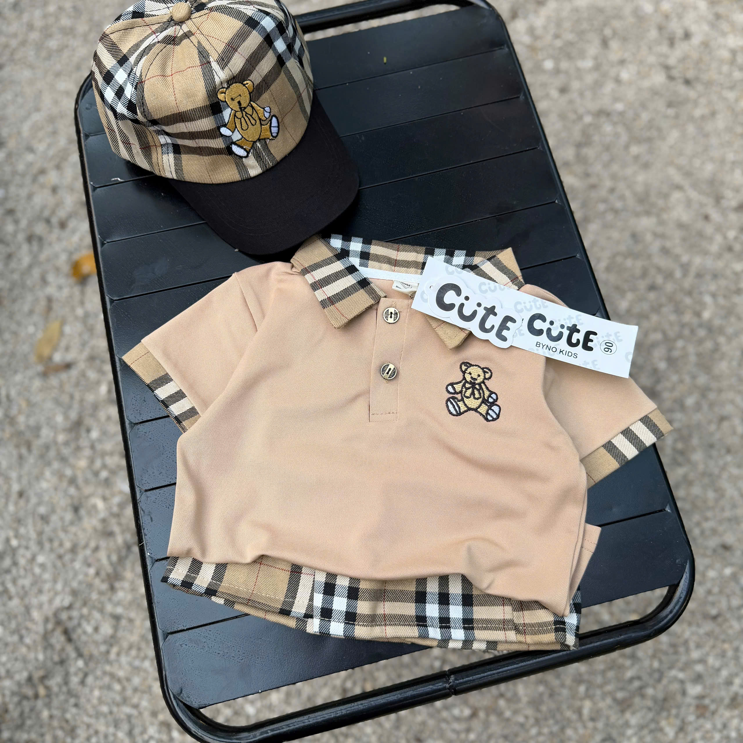 A27 BỘ POLO CỔ BBR GẤU ĐEO NƠ KÈM MŨ- A117.1799