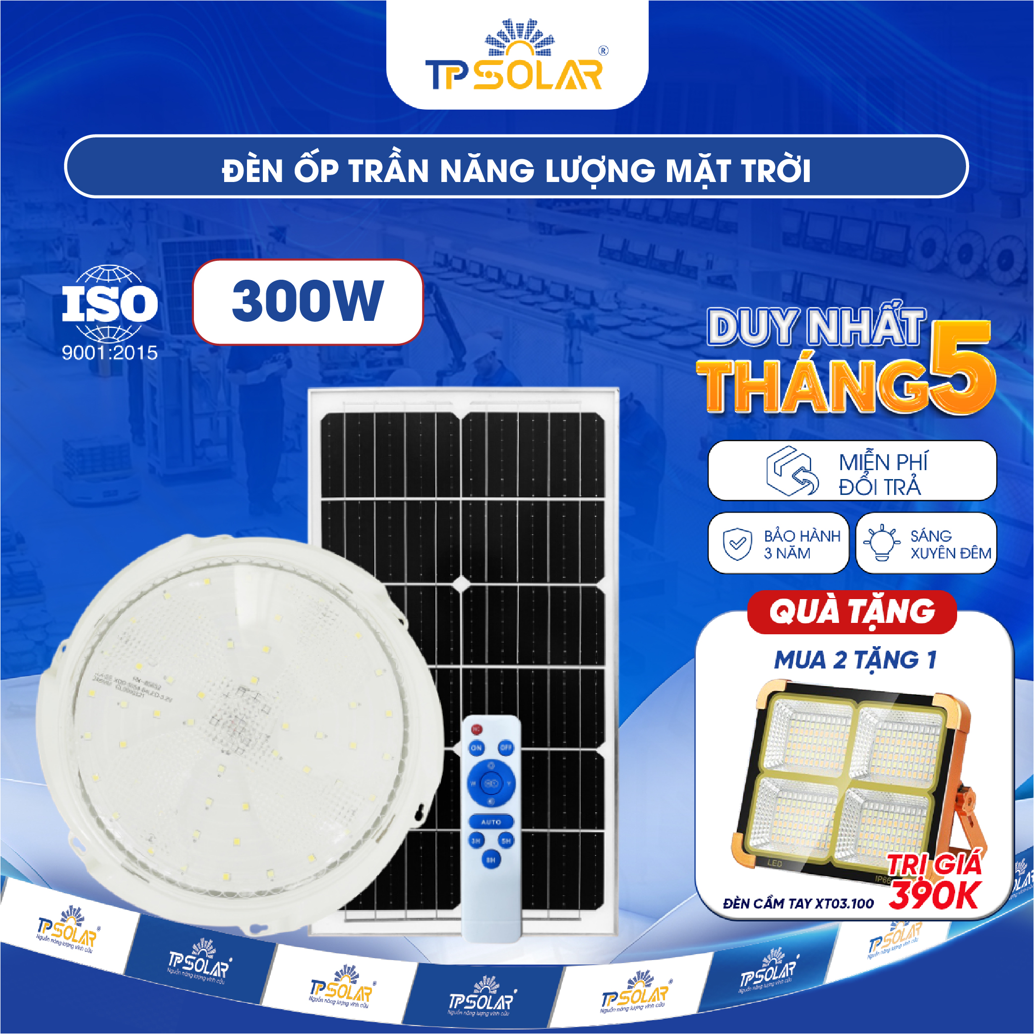Đèn ốp trần năng lượng mặt trời (TP.OT01.300 / TP.OT01.600)