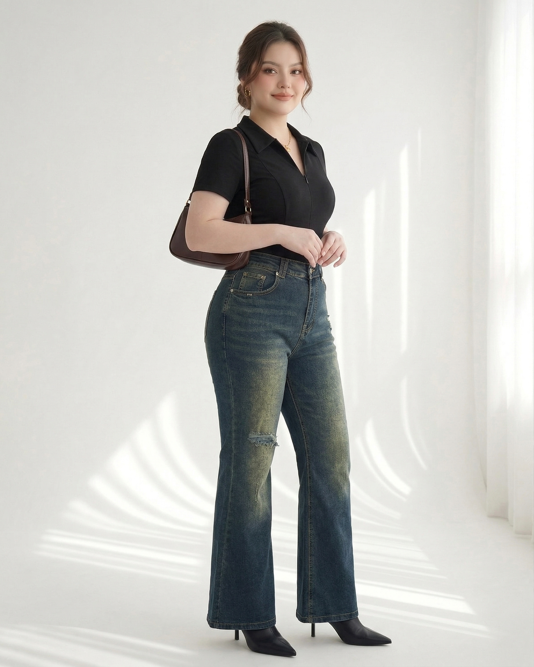 BIGSIZE NỮ- Quần jean ống loe cho nàng béo từ 55-90kg V-QJ341