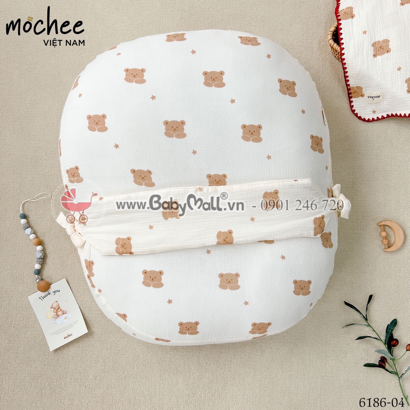 Vỏ gối chống trào Mochee - DÀI KÈM ĐAI 70*80cm_thumbnail_3