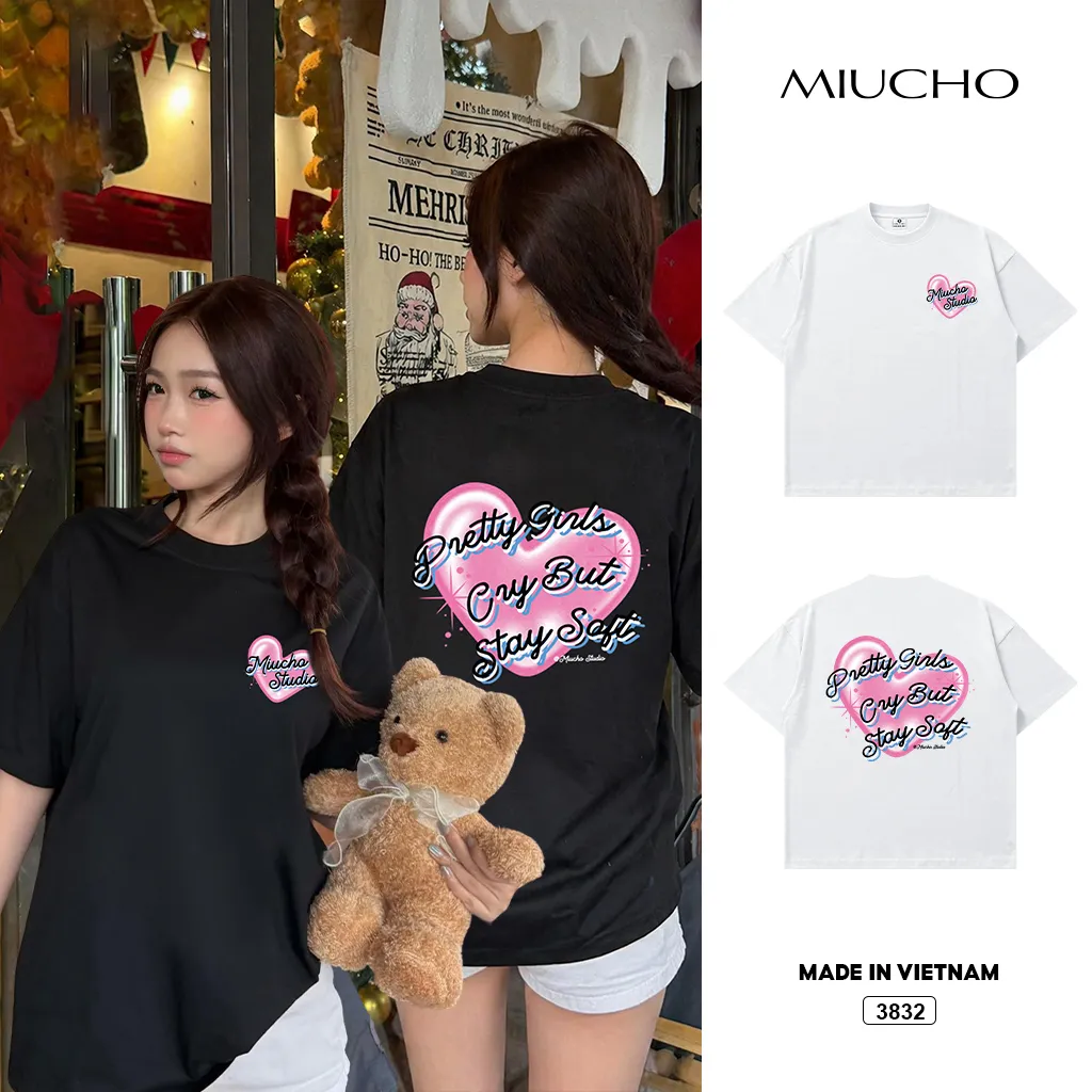 Áo thun nữ form boxy in slogan cá tính phong cách Korean style Miucho 3832