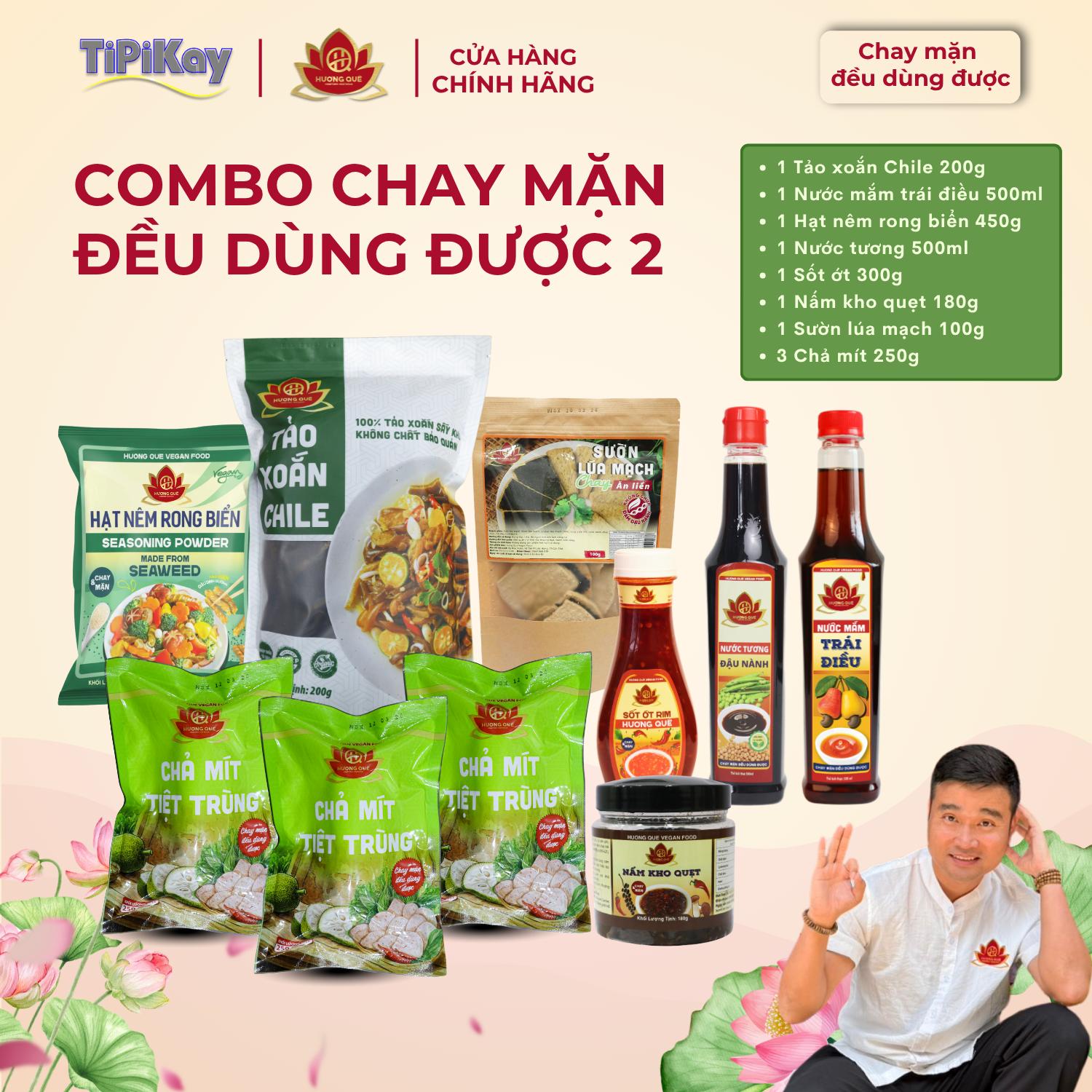 [Combo 10 Món] 1 Tảo Xoắn Chile 200g + 1 Nước Mắm Trái Điều 500ml + 1 Hạt Nêm Rong Biển 450g + 1 Nước Tương 500ml + 1 Sốt Ớt 300g + 1 Mắm Ruốc Huế 150g + 1 Sườn Lúa Mạch 100g + 3 Chả Mít 250g CBTP-CB10M