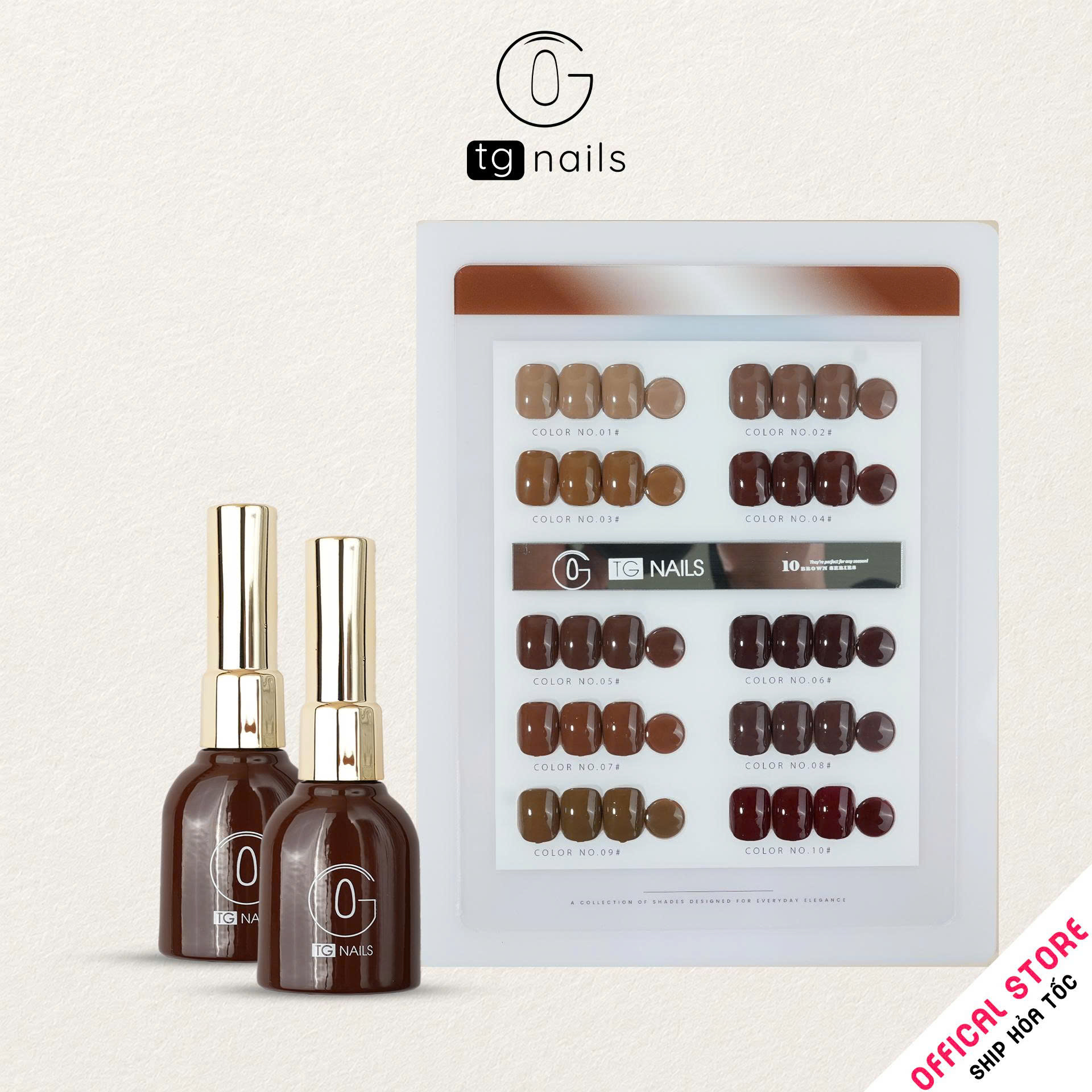 Com Bo 10 màu Nâu TG Nails kèm bảng màu