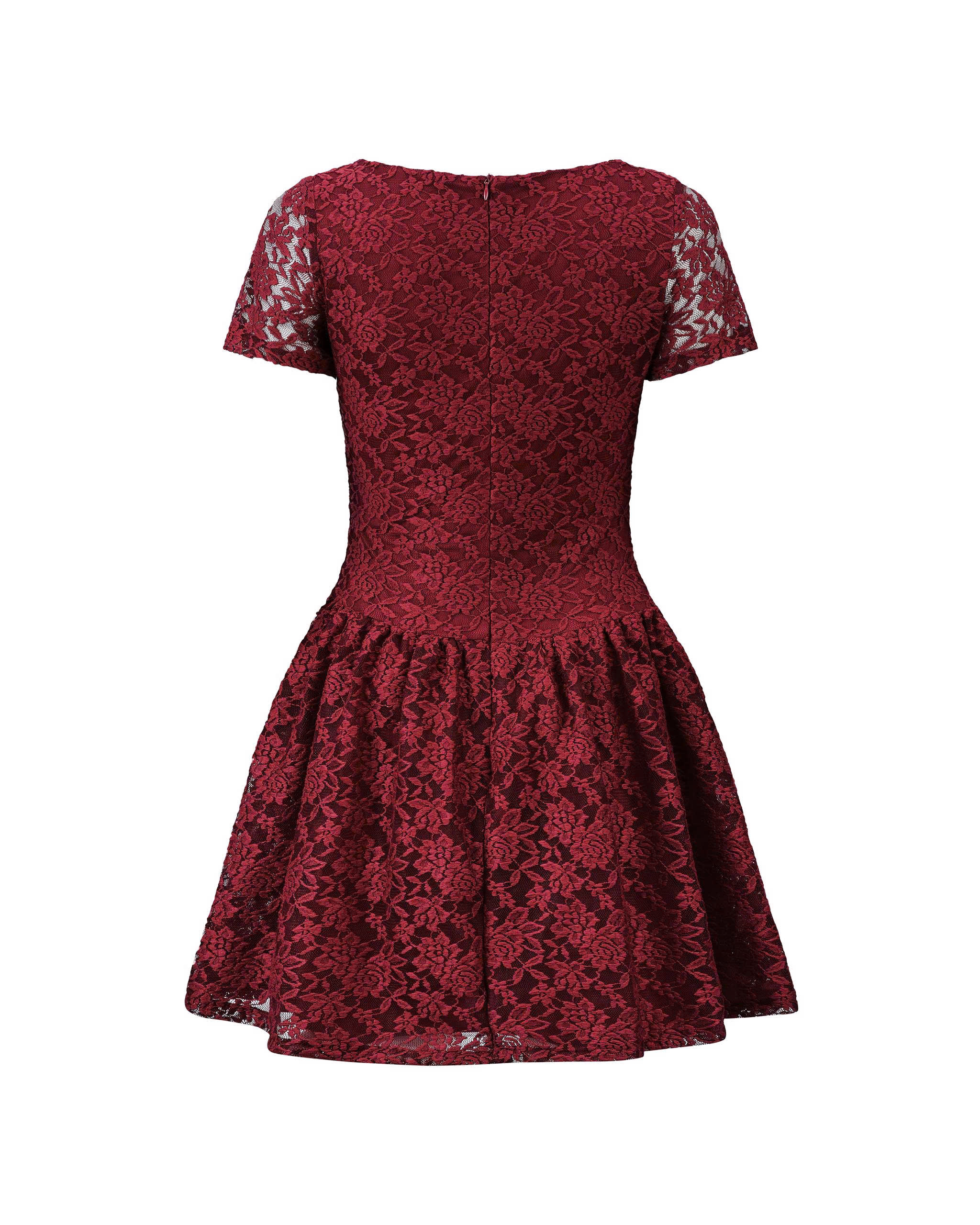 Đầm Ren Hoa Dáng A Bigsize Cổ Vuông Tùng Lưới 3 Lớp - Đỏ Đô - Vừa 55-90kg - V-DA223_thumbnail_4