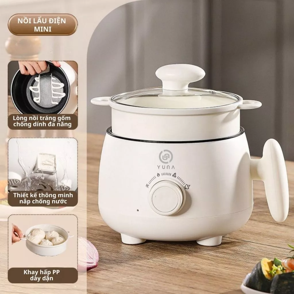 Nồi lẩu  Mini YUNA Đa Năng 2 tầng Chống Dính Tiện Lợi Cho Sinh Viên Dân Văn Phòng Và Gia Đình Nấu Mì_thumbnail_8