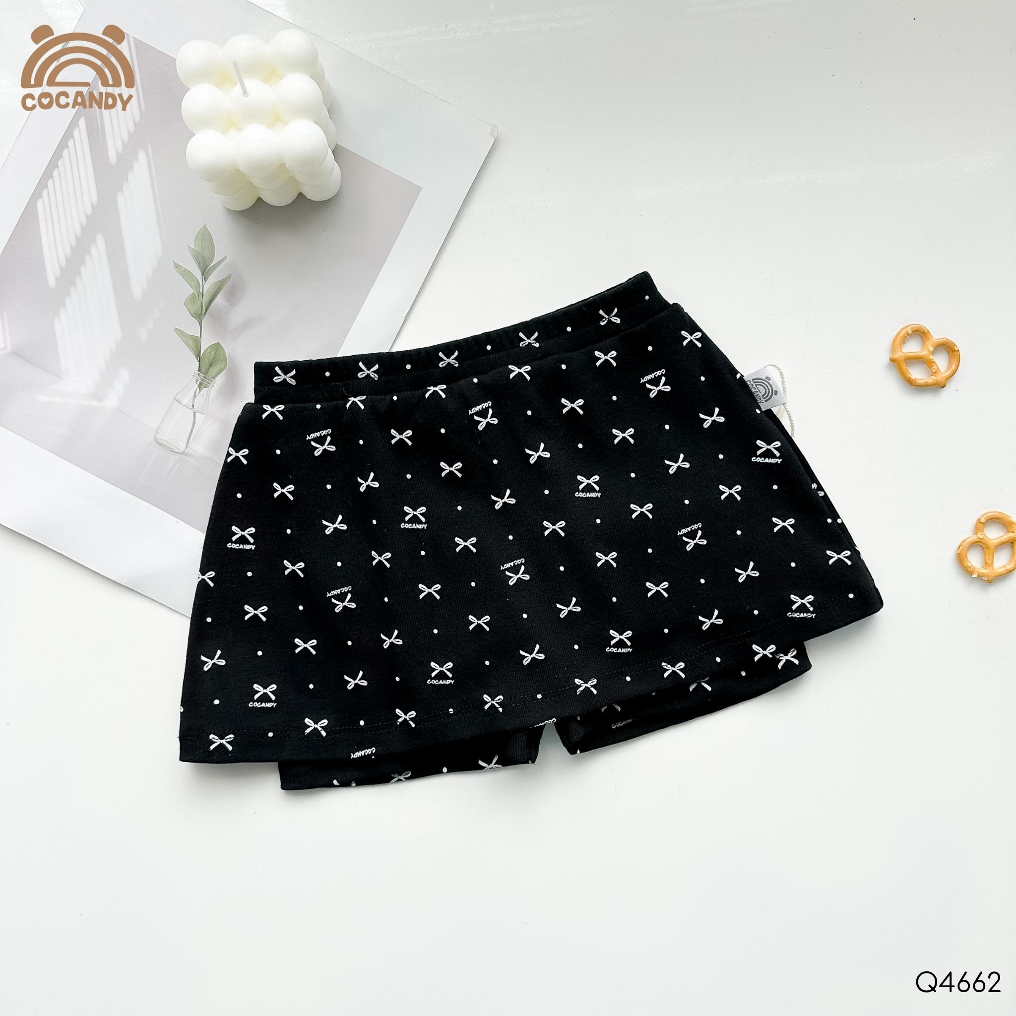 Quần váy legging cộc ĐEN họa tiết nơ Cocandy_thumbnail_1