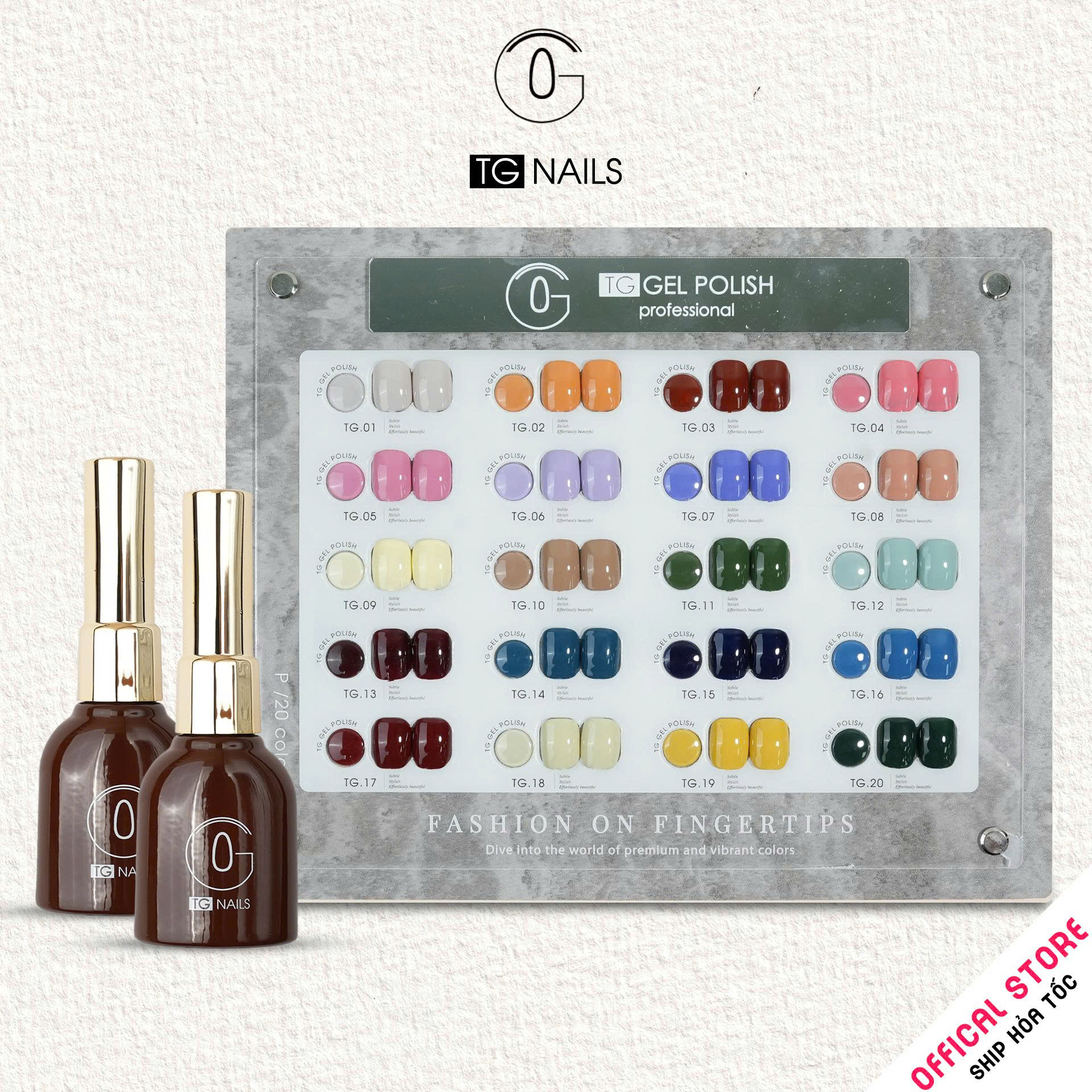 Sơn móng TG Nails gel. Khối lượng tịnh: 10g/ lọ. Nhãn hàng TG nail gel - Combo 20 màu Pastel
