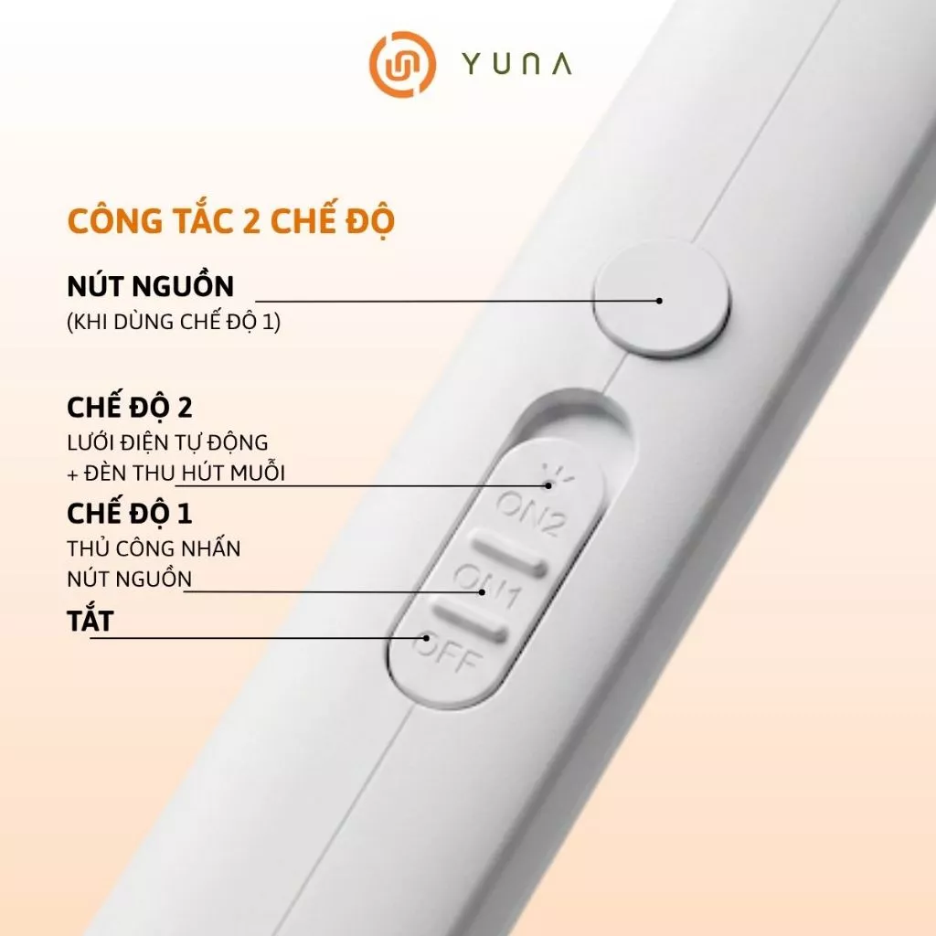 [LOẠI 1] Vợt Muỗi Thông Minh YUNA 2in1 Kiêm Đèn Bắt Muỗi Tự Động Pin 1200mAh – Sạc Type-C, An Toàn 3 Lớp, Bảo Hành 12 Th_thumbnail_3